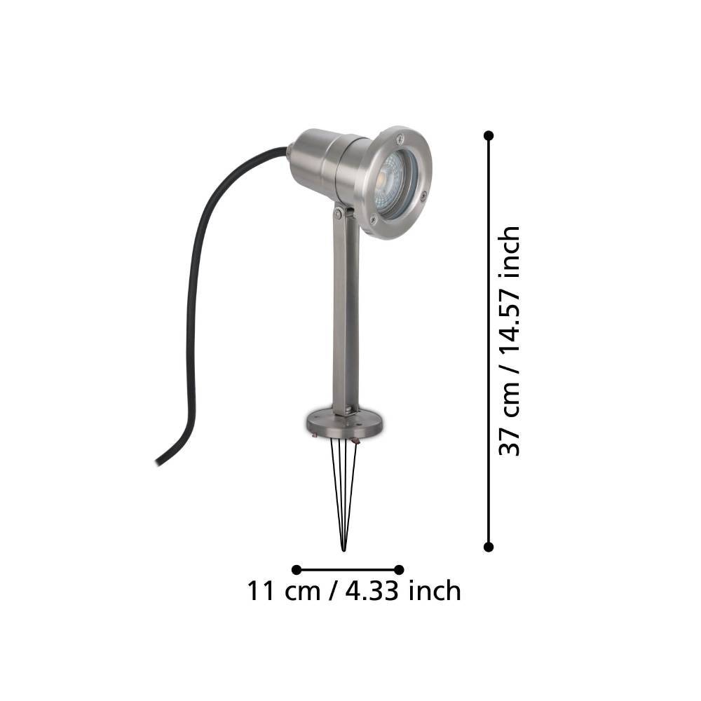 EGLO LED Pollerleuchte »NEMA Erdspieß, Strahler, Außenbeleuchtung, silber, GU10, IP54«, 1 flammig, Leuchtmittel GU10 | LED wechselbar, Bodenspieß, Leuchtenspot verstellbar, Garten, Terrasse, 24x11x8,5cm