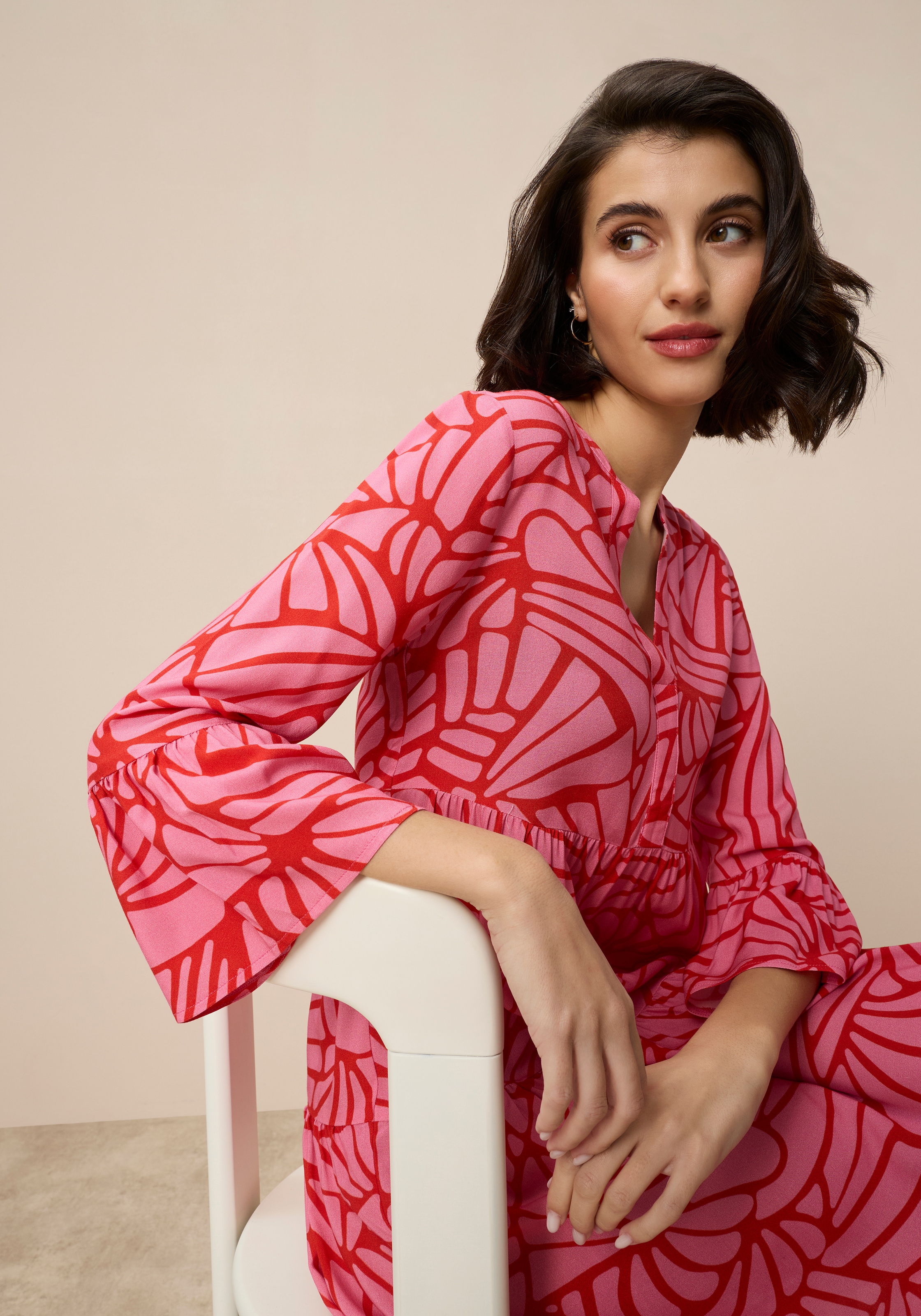 Tamaris Sommerkleid aus Viskose, für Frühling und Sommer, femininer Stil, Mini-Länge