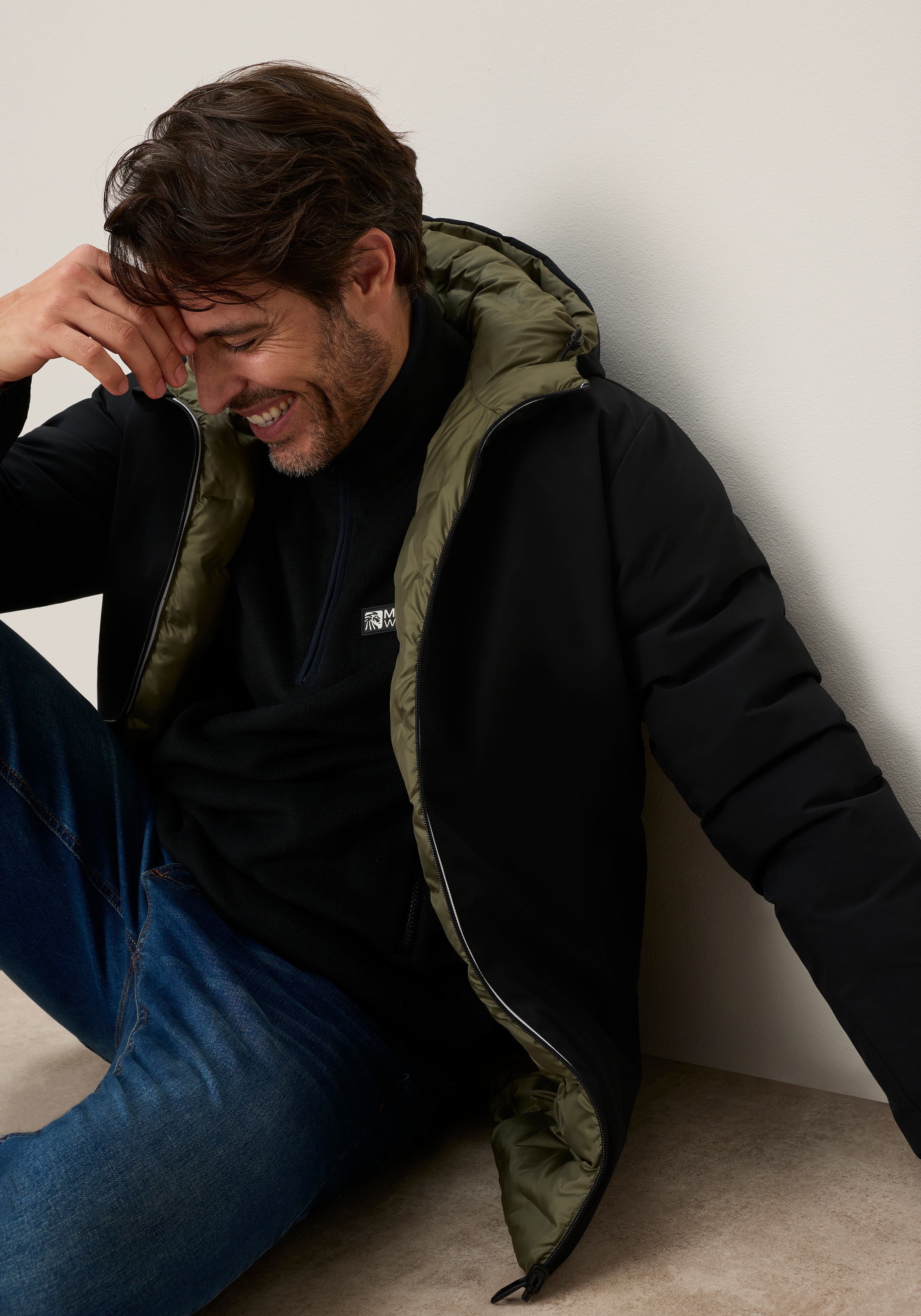 Man's World Wendejacke mit Kapuze 2- in-1 Jacke  beidseitig zu tragen von einer Seite gesteppt
