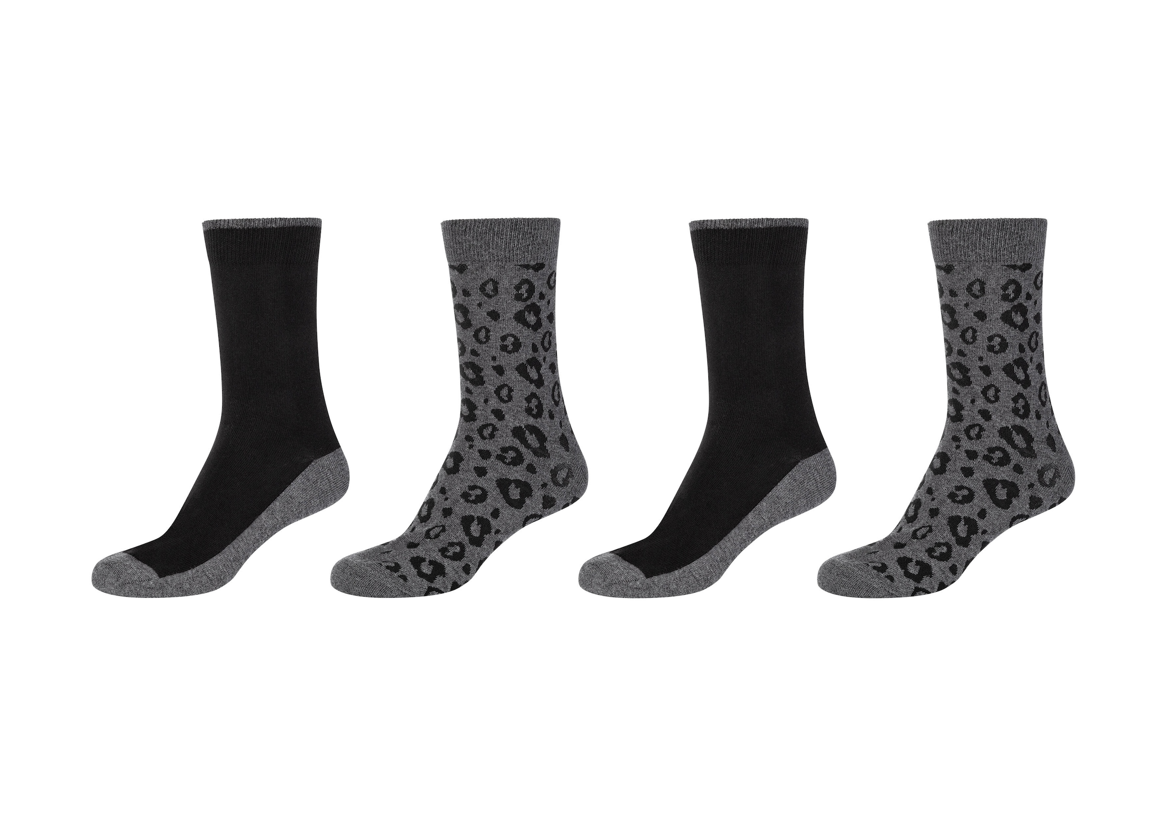 Camano Socken, (4er Pack), Leopard Socks, Piqué-Bund, verstärkte Ferse und Spitze