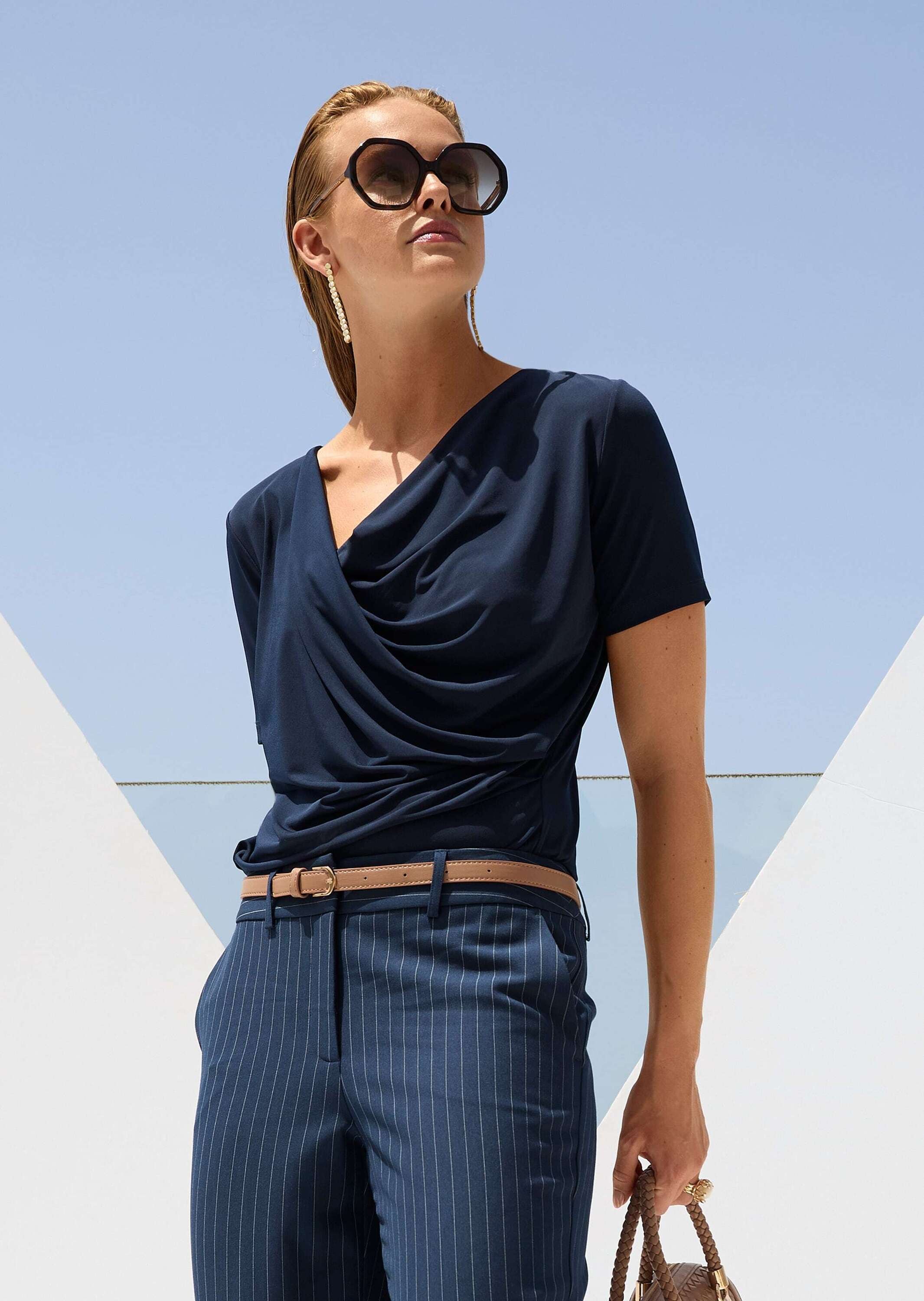 MADELEINE 3/4-Arm-Shirt »Shirt Elegantes Wickelshirt Kurzarm mit Elasthan« Wickeleffekt