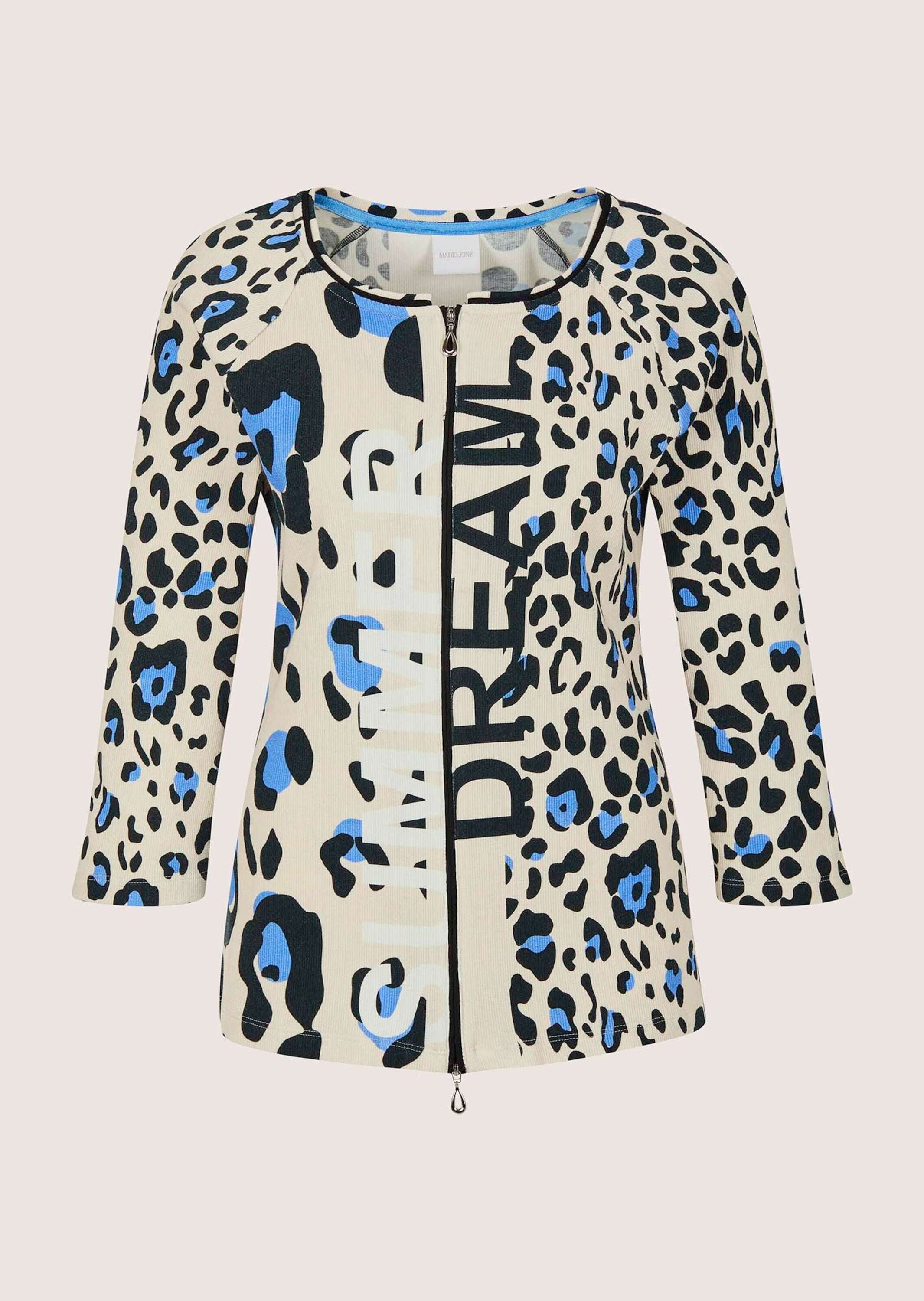 MADELEINE Langarmshirt »Shirtjacke Sportiver Halbarm Shirtblazer mit Print« Rippenqualität