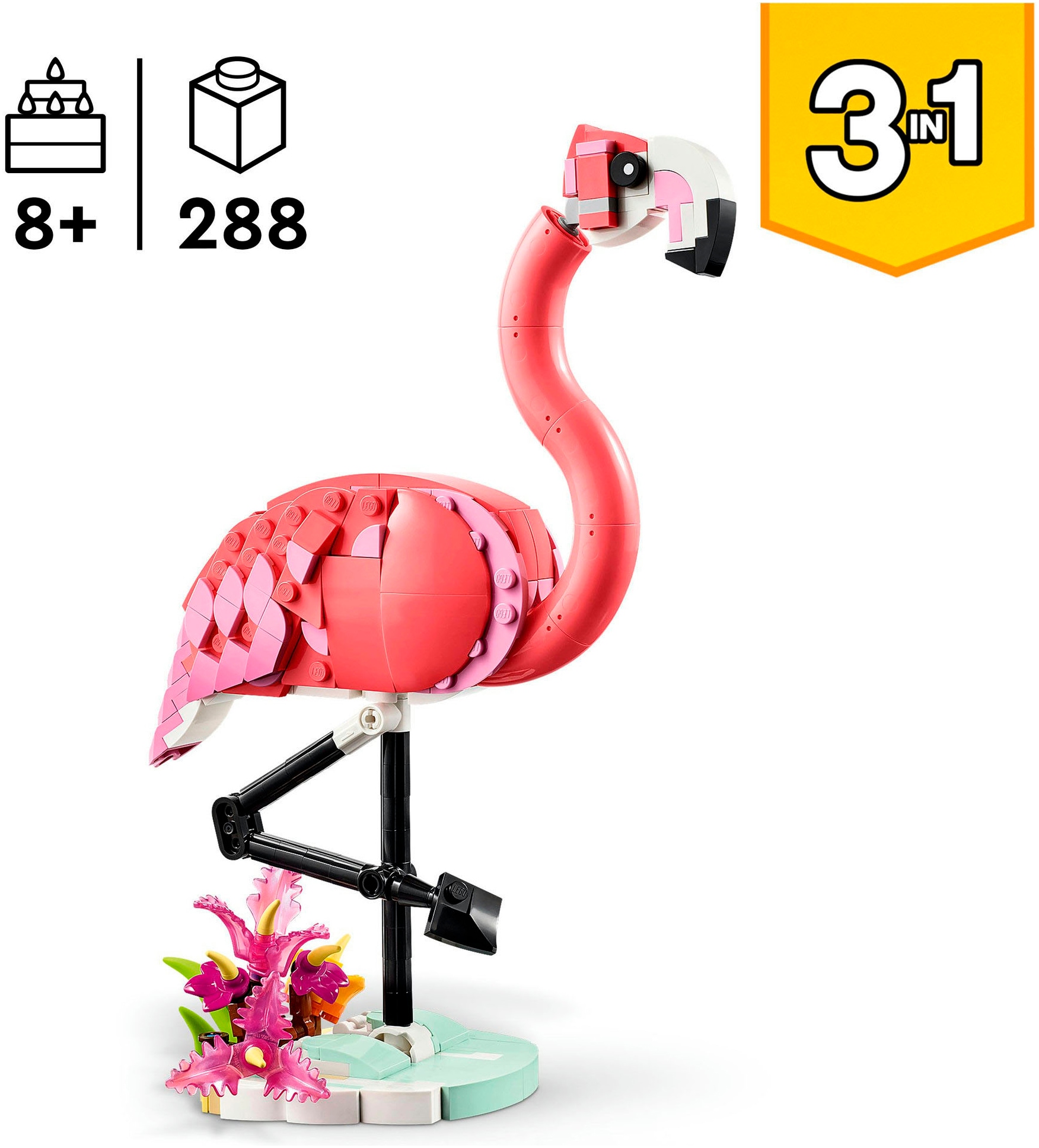 LEGO® Konstruktionsspielsteine »Wilde Tiere: Rosa Flamingo (31170), LEGO® Creator«, (288 St.), Made in Europe