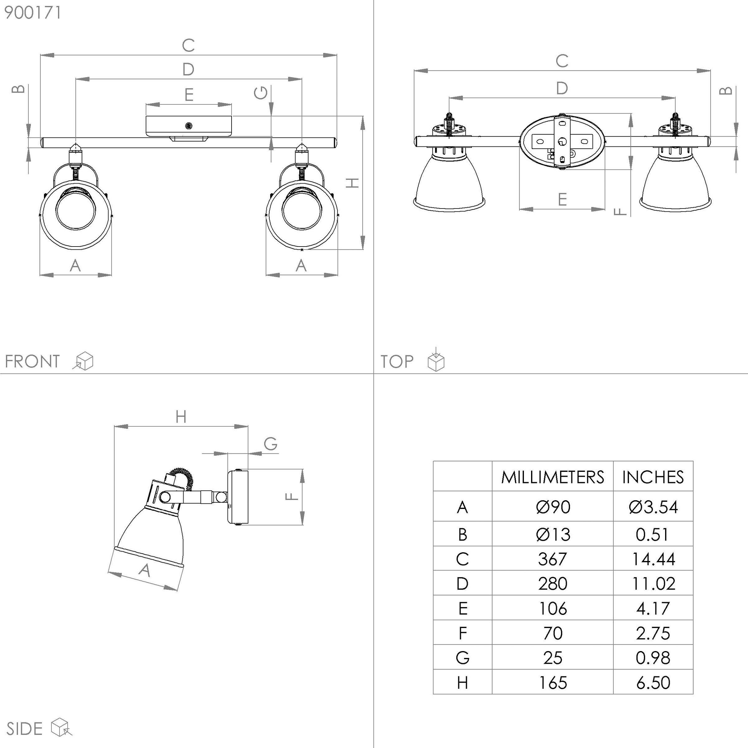 EGLO Deckenspot »SERAS Deckenstrahler, Stahl, GU10, IP20, Wohnzimmerlampe, Flurlampe«, Leuchtmittel GU10 | Leuchtmittel wechselbar-ohne Leuchtmittel, Spot, L37 x B6,5 cm, messing-gebürstet, gold, 2X2,8W inkl.