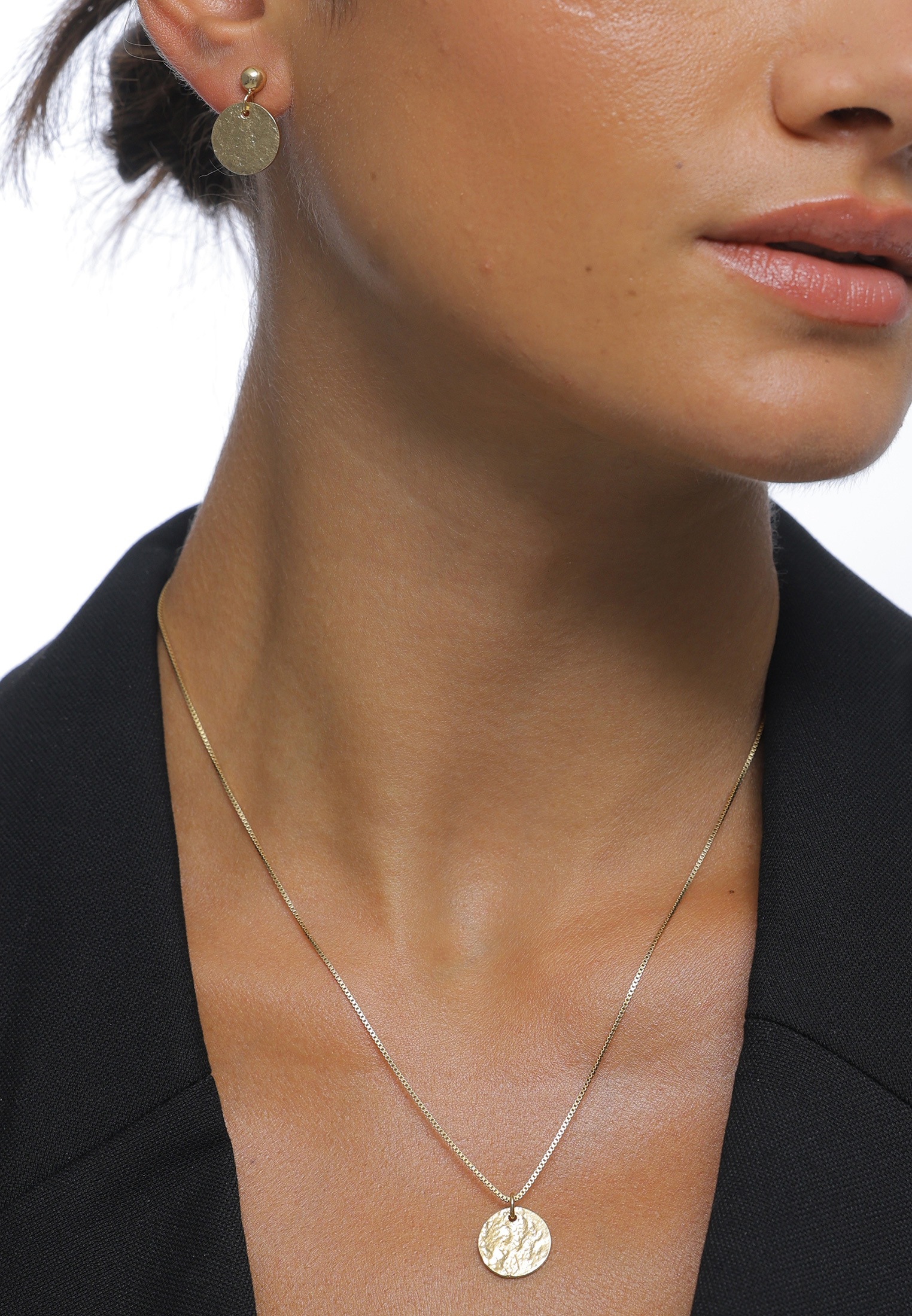 Elli Ohrring und Ketten Set »Schmuckset Plättchen Organic Kette Ohrhänger 925 Silber«