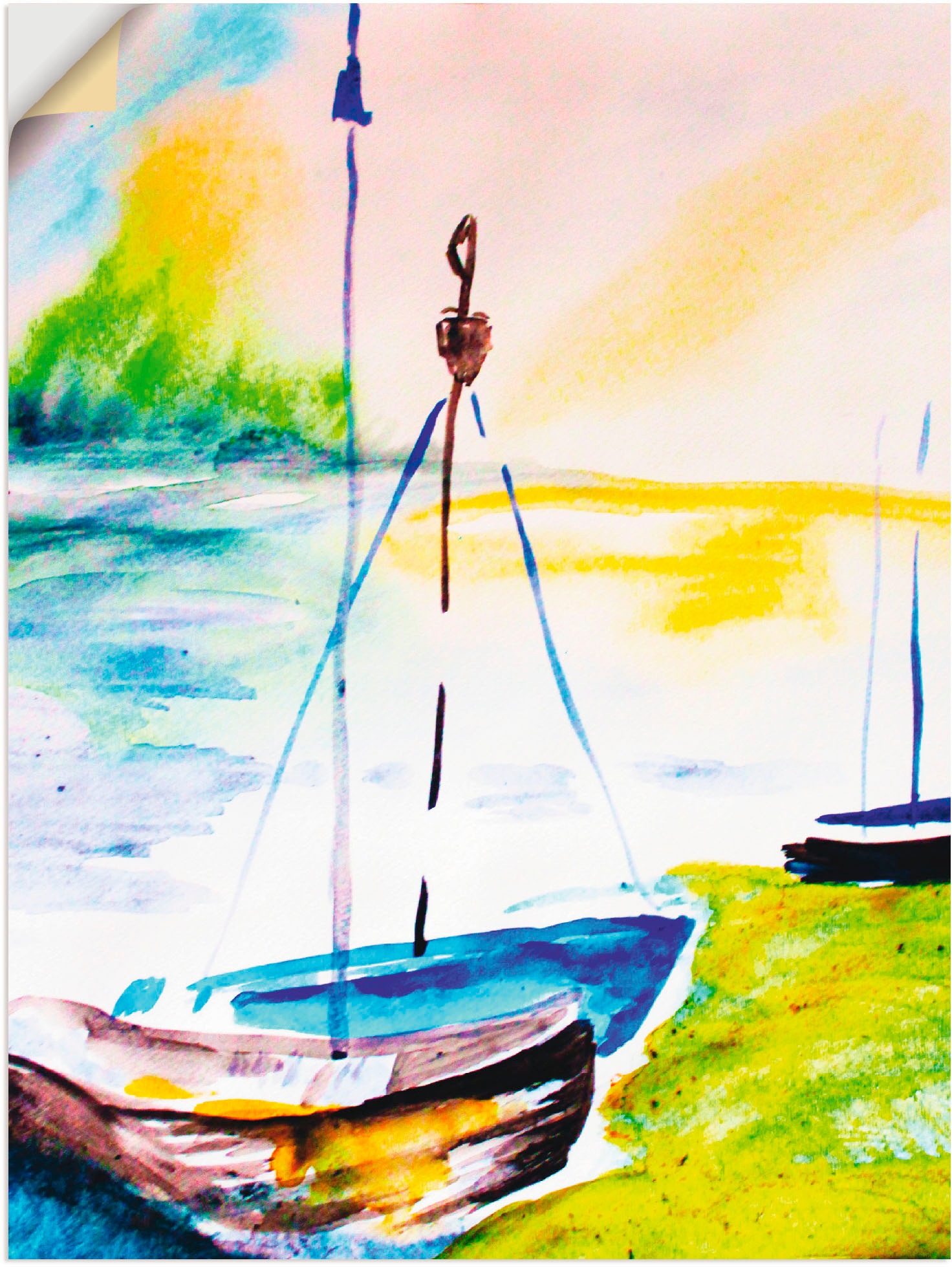 Artland Wandbild »Boote am Seeufer«, Boote & Schiffe, (1 St.), in vielen Größen & Produktarten - Alubild / Outdoorbild für den Außenbereich, Leinwandbild, Poster, Wandaufkleber / Wandtattoo auch für Badezimmer geeignet