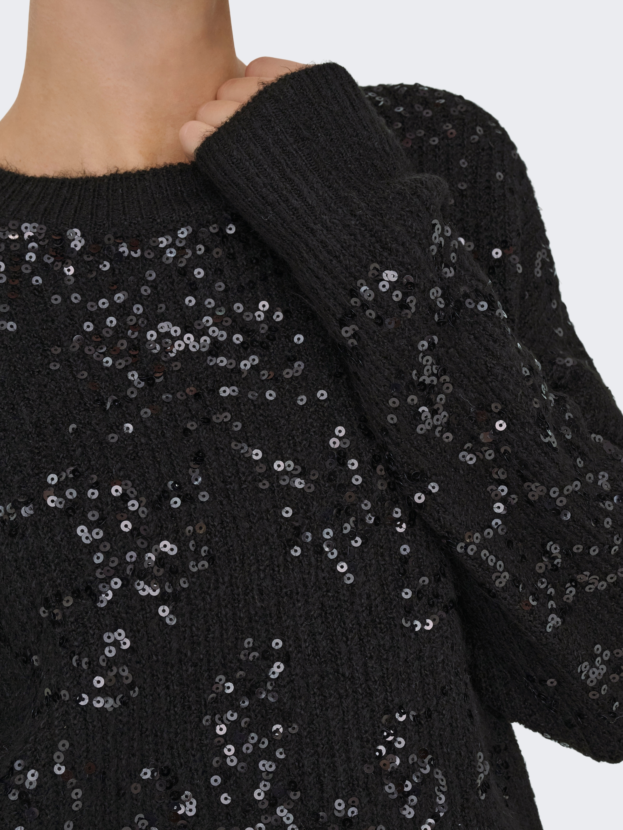 ONLY Rundhalspullover »ONLALTA LS SEQUIN O-NECK KNT«