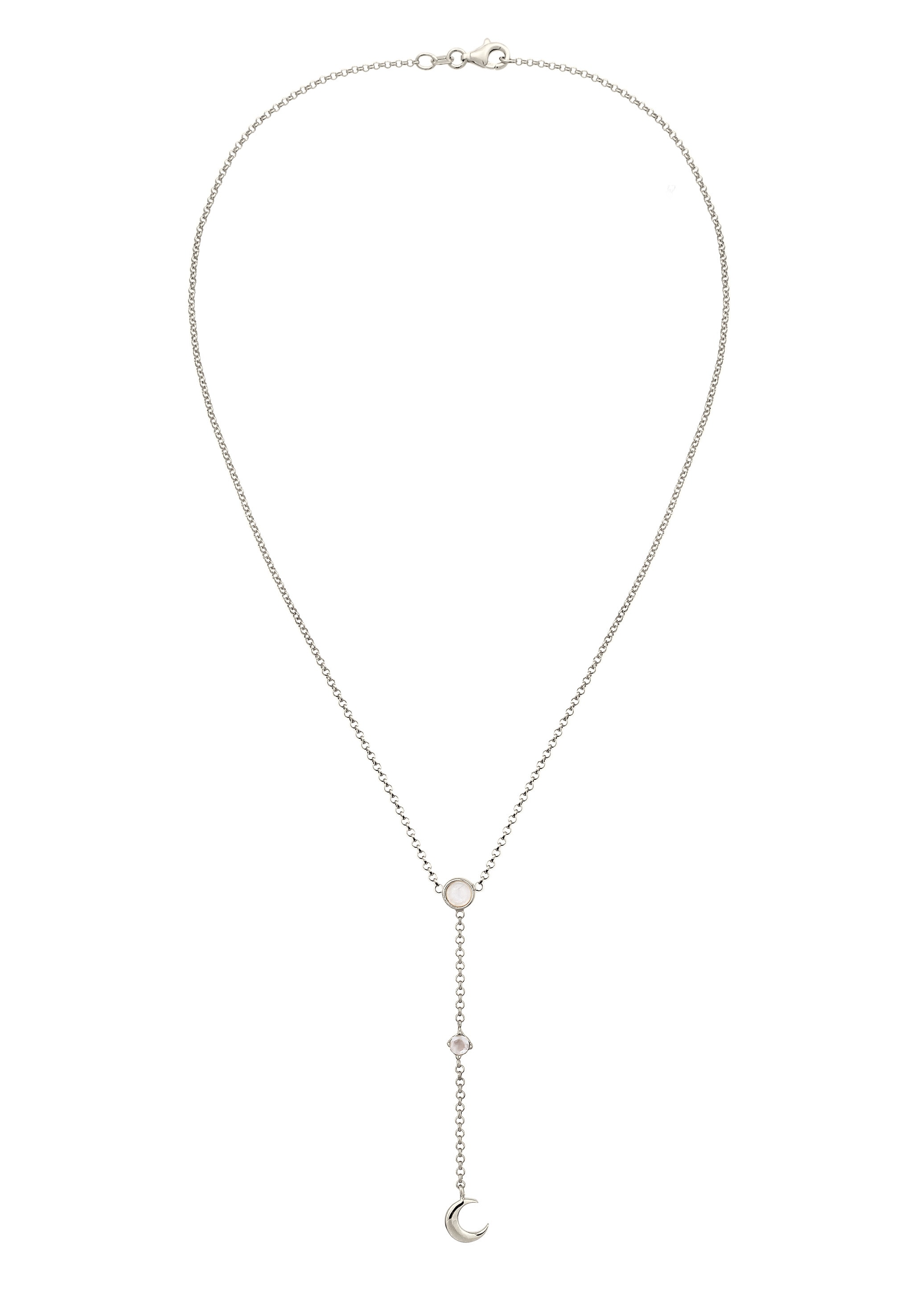 Elli Y-Kette »Halskette Y-Kette Halbmond Regenbogen Mondstein 925 Sterling Silber«