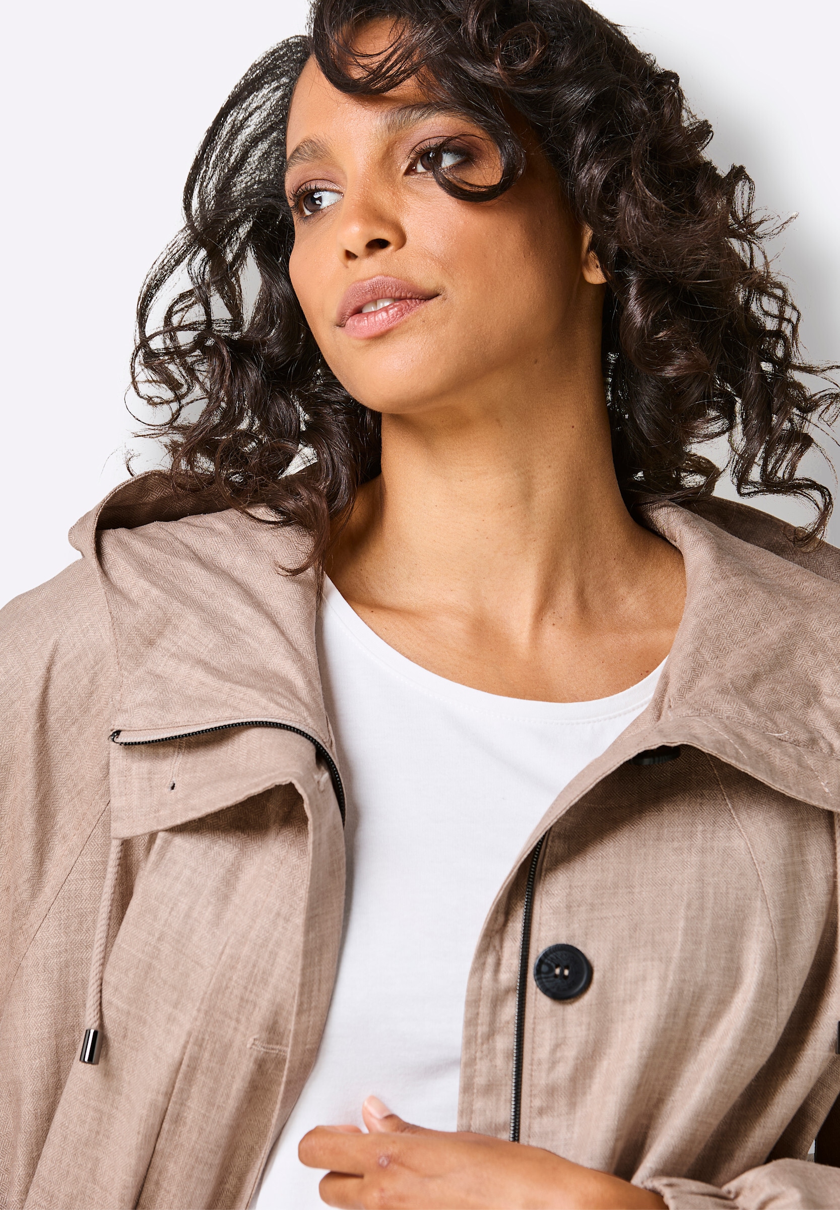 creation L Langjacke »Leinen-Viskose-Parka Parka mit 30% Leinen« mit Kapuze