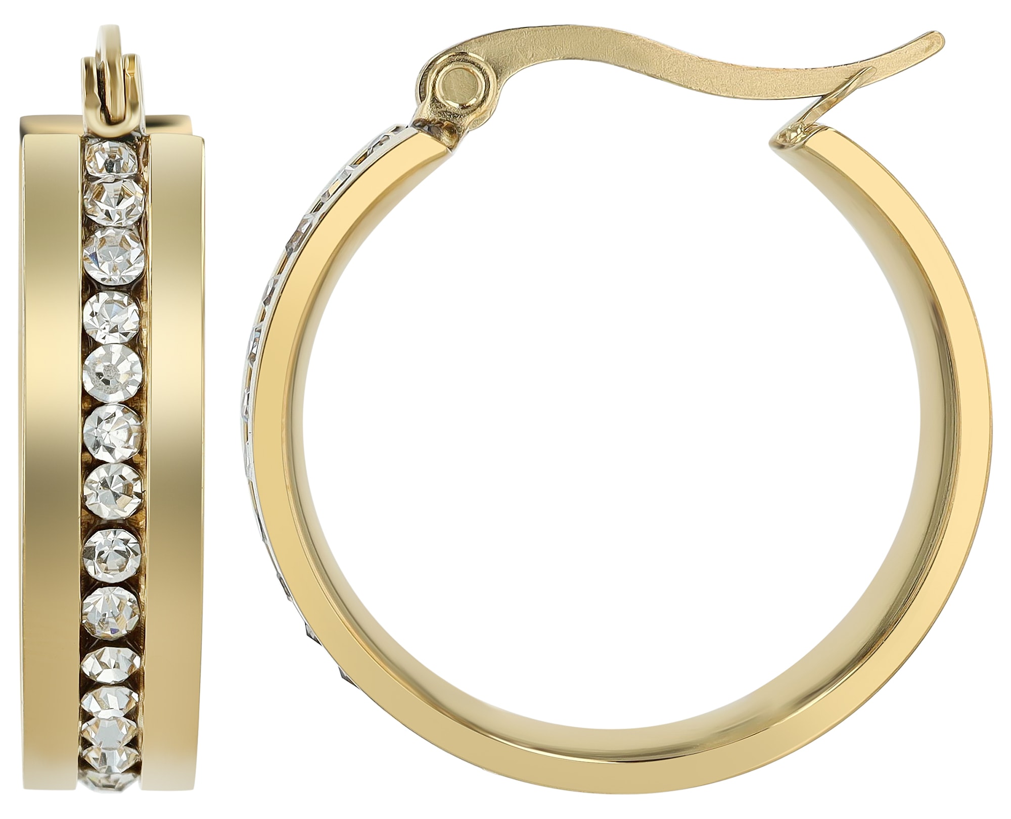 Adelia´s Paar Creolen »Damen Ohrringe ¿ Creole aus Edelstahl mit Strass Steinchen«