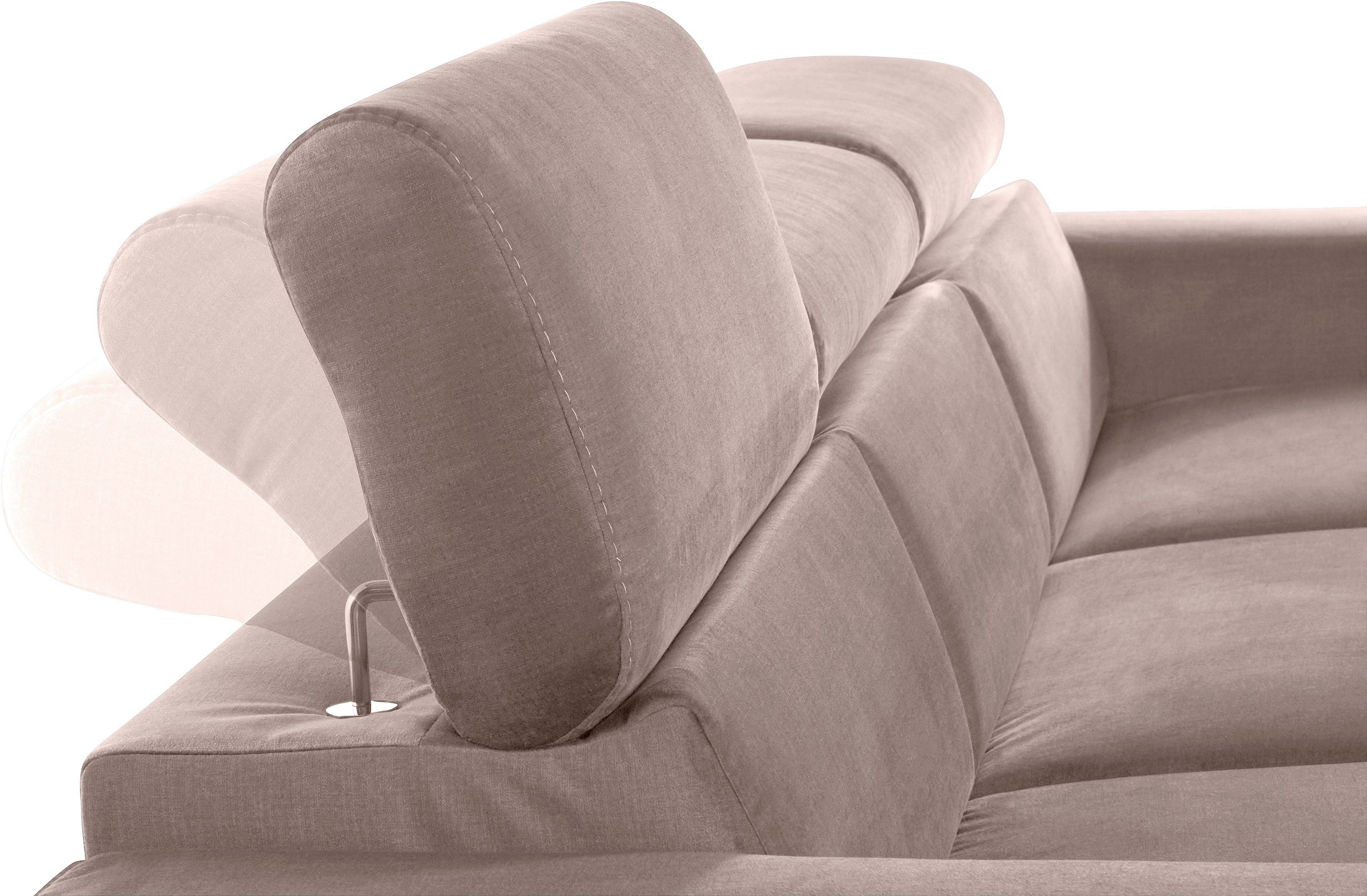 COTTA Polstergarnitur »Morven L-Form«, (Set), Set bestehend aus: Ecksofa mit Kopfteilverstellung & Hocker