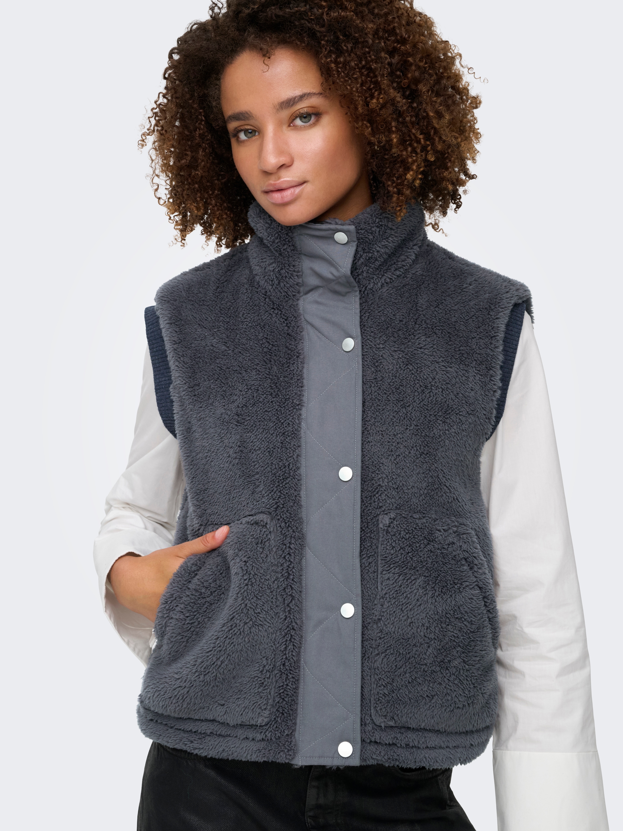 ONLY Plüschweste »ONLBARI LIFE TEDDY WAISTCOAT OTW« Kunstfaser