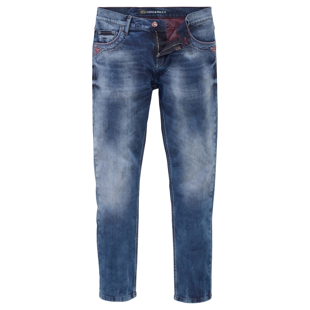 Cipo & Baxx Straight-Jeans »Red Dot«