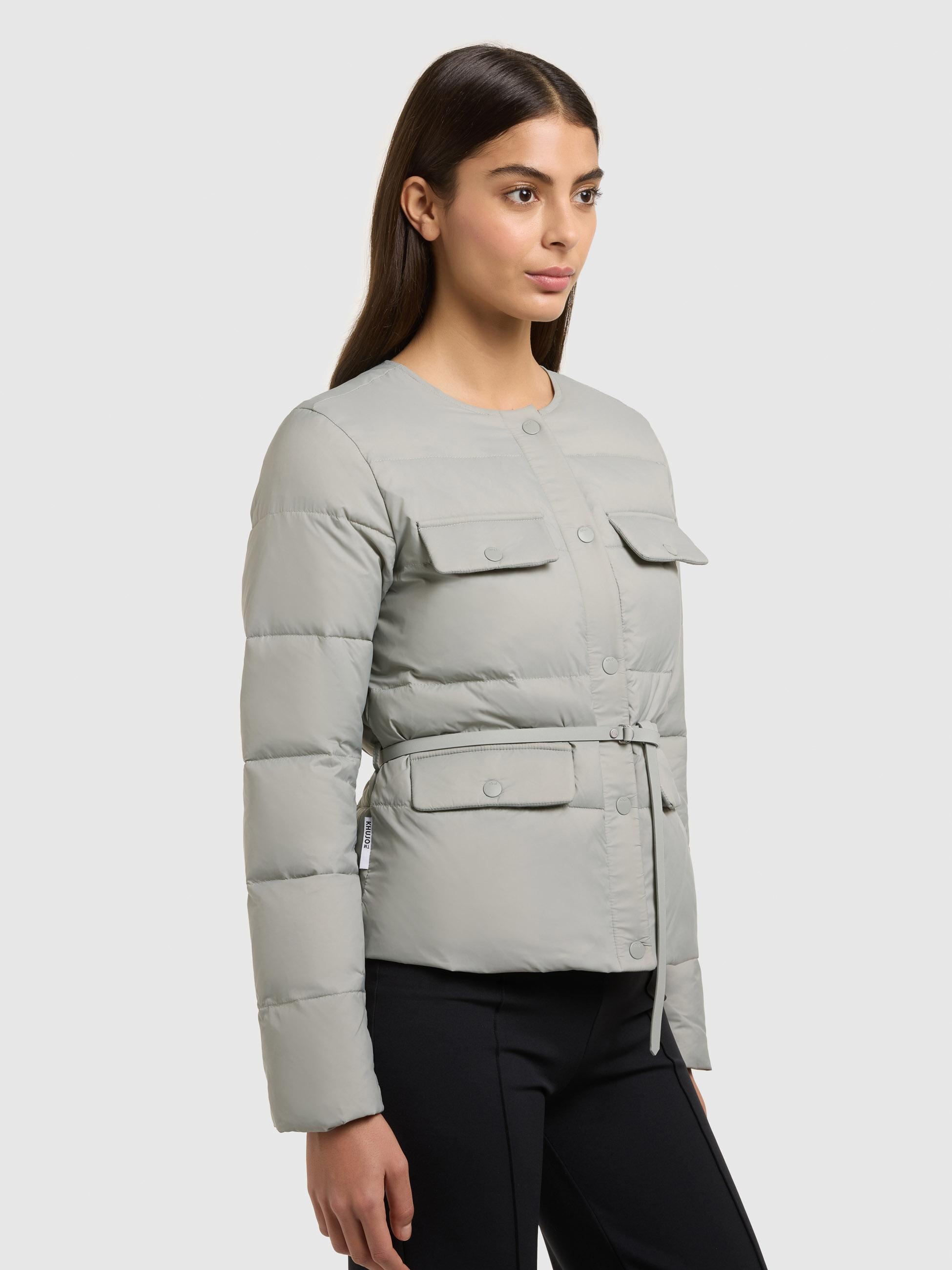 khujo Steppjacke »Steppjacke Cinnia« ohne Kapuze Elegante Damen Übergangsjacke mit Taillengürtel