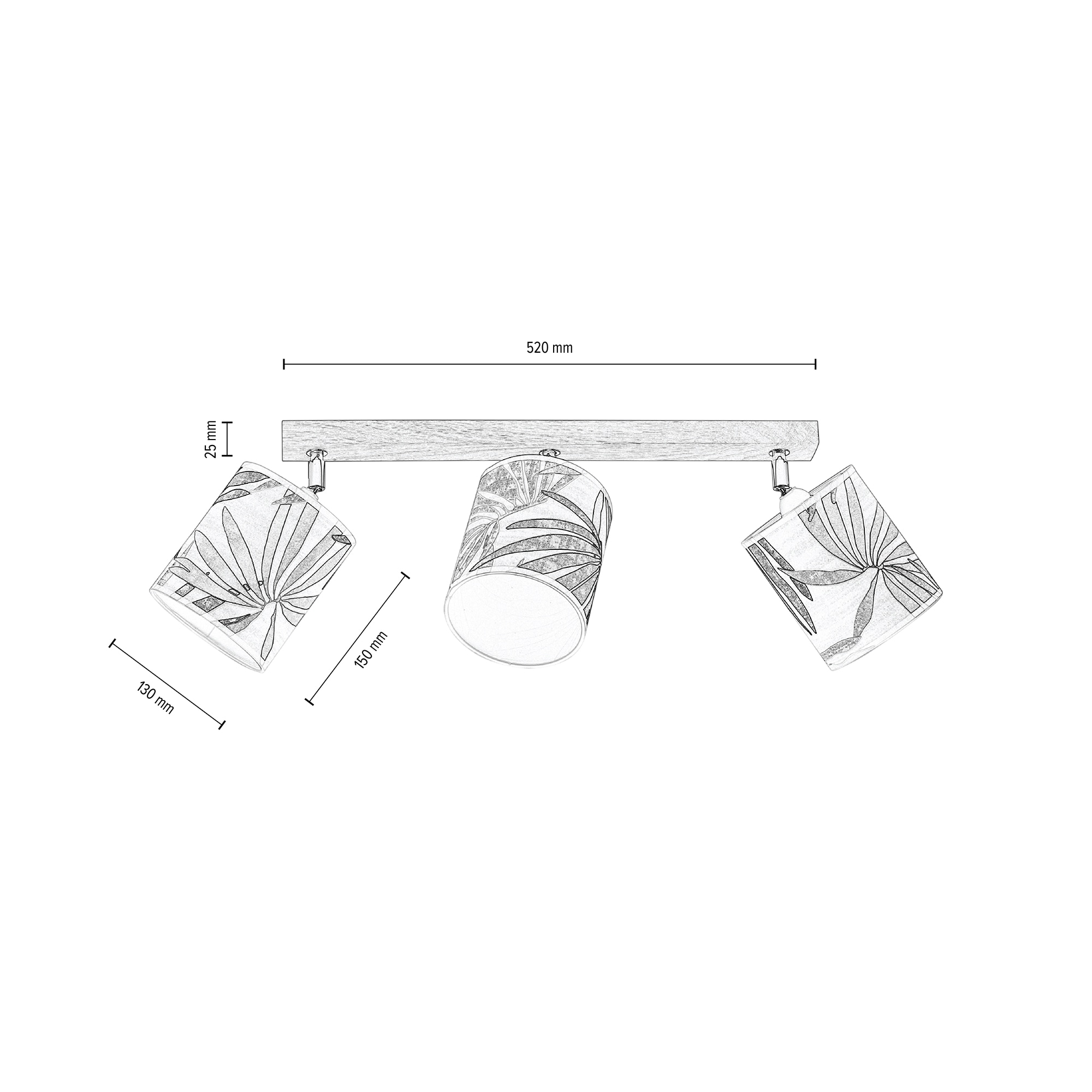 BRITOP LIGHTING Deckenleuchte »HOJA«, 3 flammig, Leuchtmittel E27 | ohne Leuchtmittel, Schirme aus laminierter Tapete, Baldachin aus Eichenholz