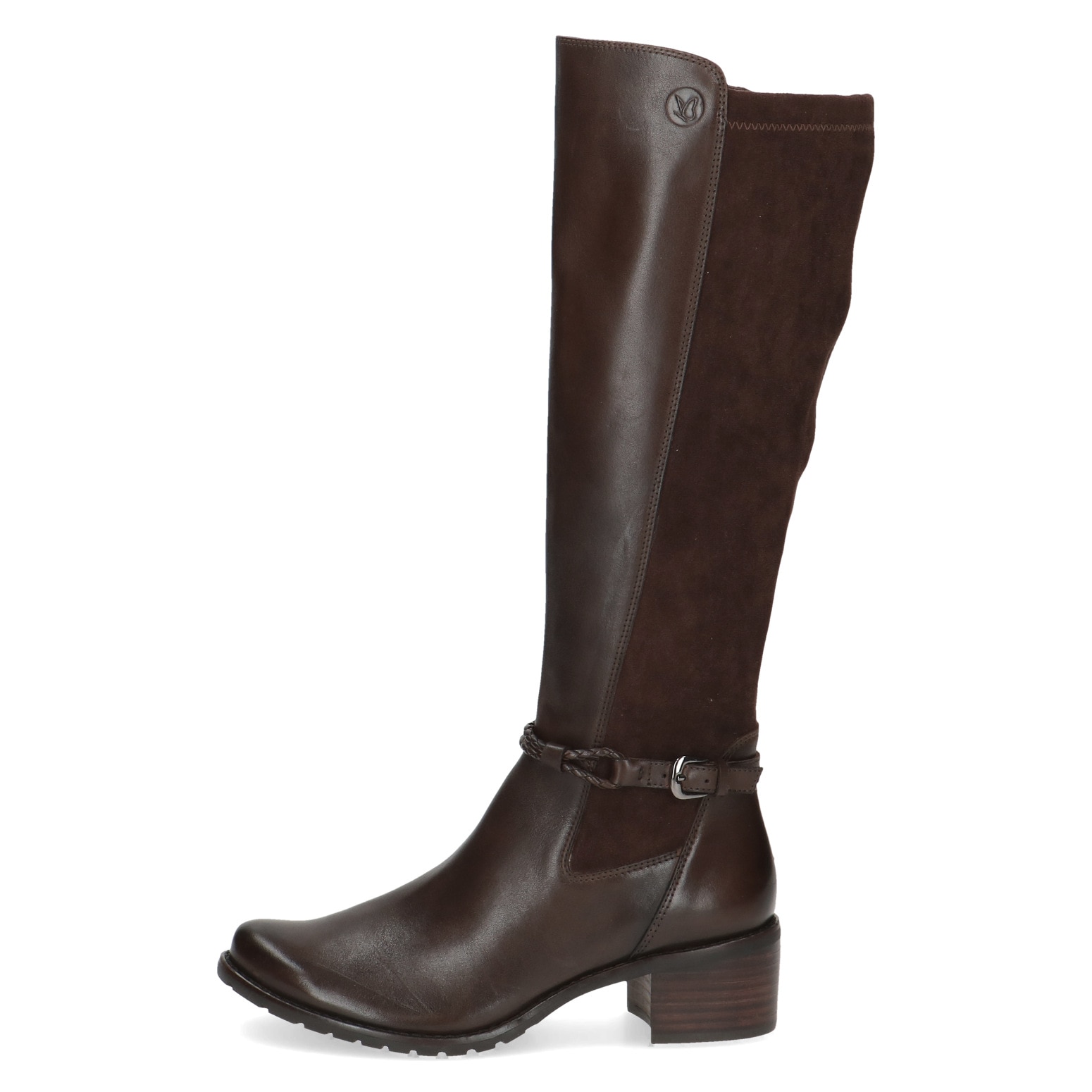 Caprice Stiefel, Blockabsatz, Langschaftstiefel, Businessstiefel mit Flechtband