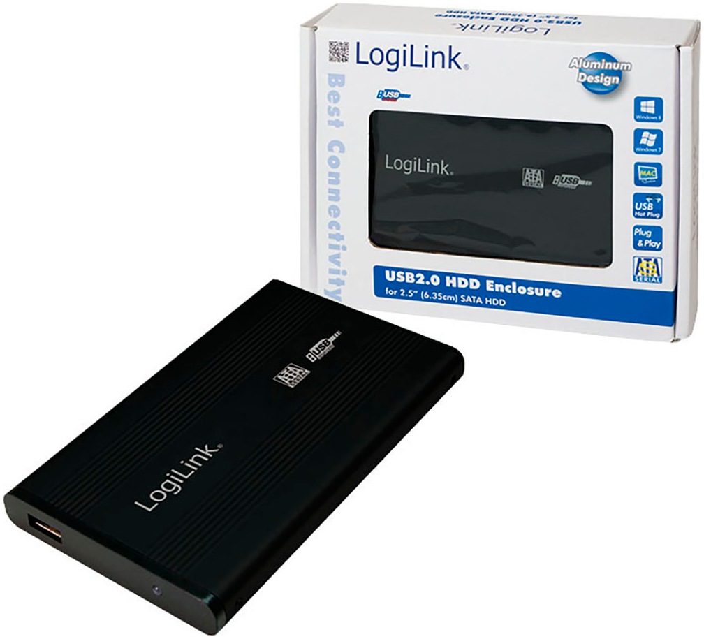 LogiLink HDD-Festplatte »USB 2.0 Aluminium-Gehäuse für 2,5 Zoll SATA HDD«, 2,5 Zoll, Anschluss...