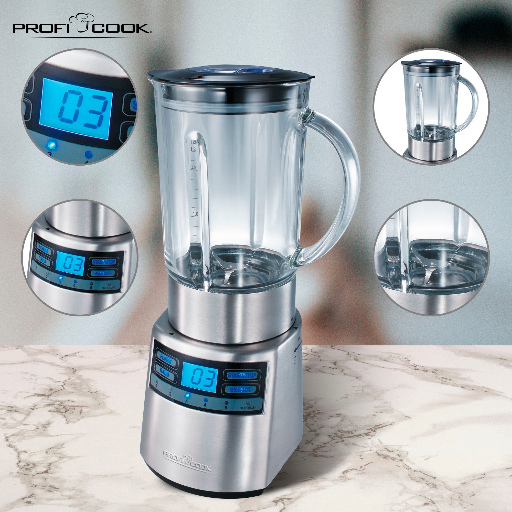 ProfiCook Standmixer »PC-UM 1006 inox«, 1200 W, 1,8L