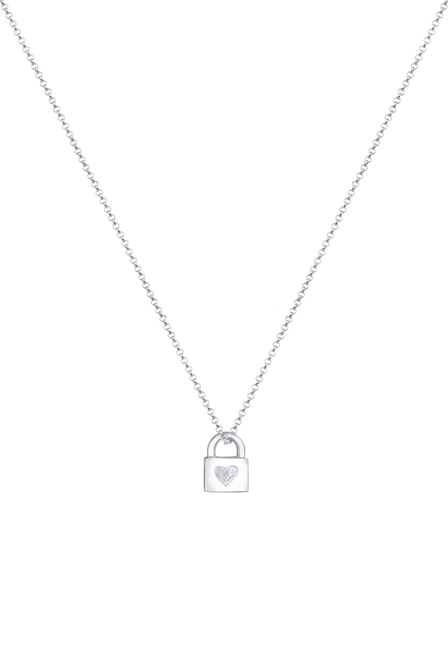 Elli Kette mit Anhänger »Halskette Herz Schloss 925 Sterling Silber«
