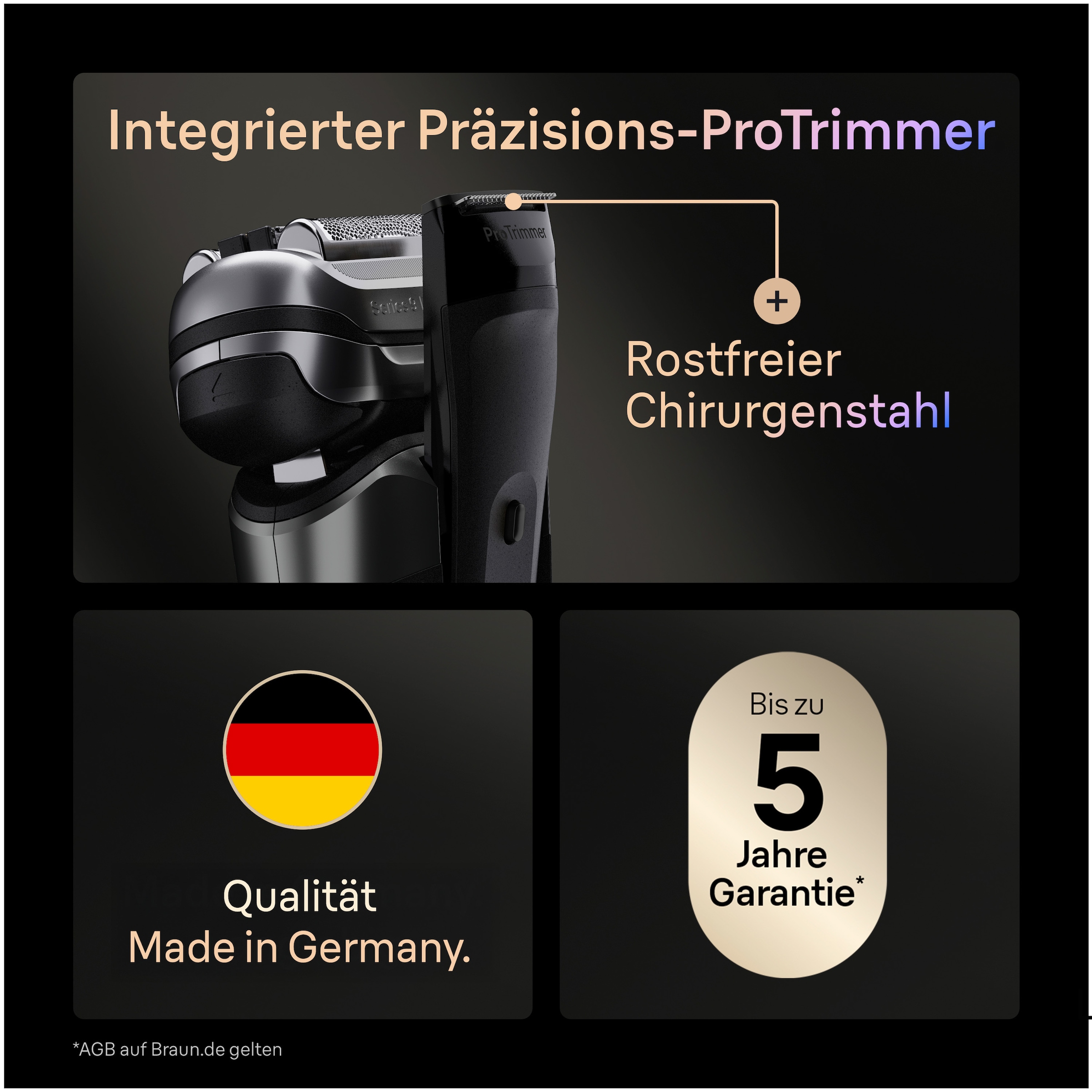 Braun Elektrorasierer »Series 9 9625s« integrierter Präzisionstrimmer Pro-SensoAdapt, 5+1 ultradünne Präzisionsklingen, Ladeetui