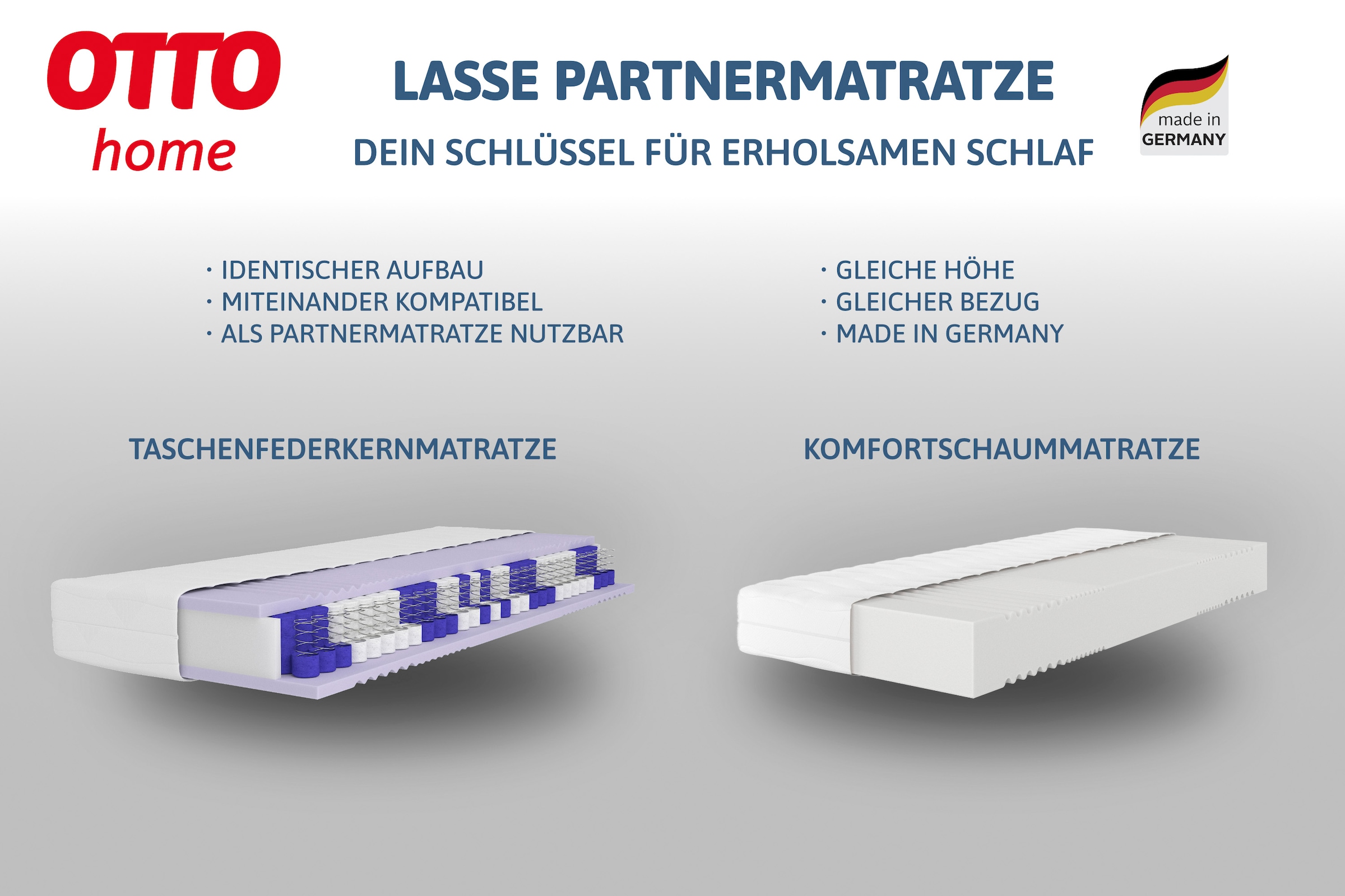 OTTO home Taschenfederkernmatratze »NEUHEIT: Lasse, 7 Zonen Matratze 90x200, 140x200 cm, langlebige Qual.« 22 cm hoch 500 Federn 1 Stk. tlg. Matratze H2, H3 & H4, atmungsaktiv,  Hausstauballergiker geeignet