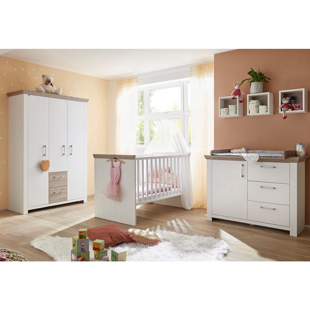 Mäusbacher Babyzimmer-Komplettset »Stralsund«, (Set, 3 St., Bett, Wickelkommode, Schrank)