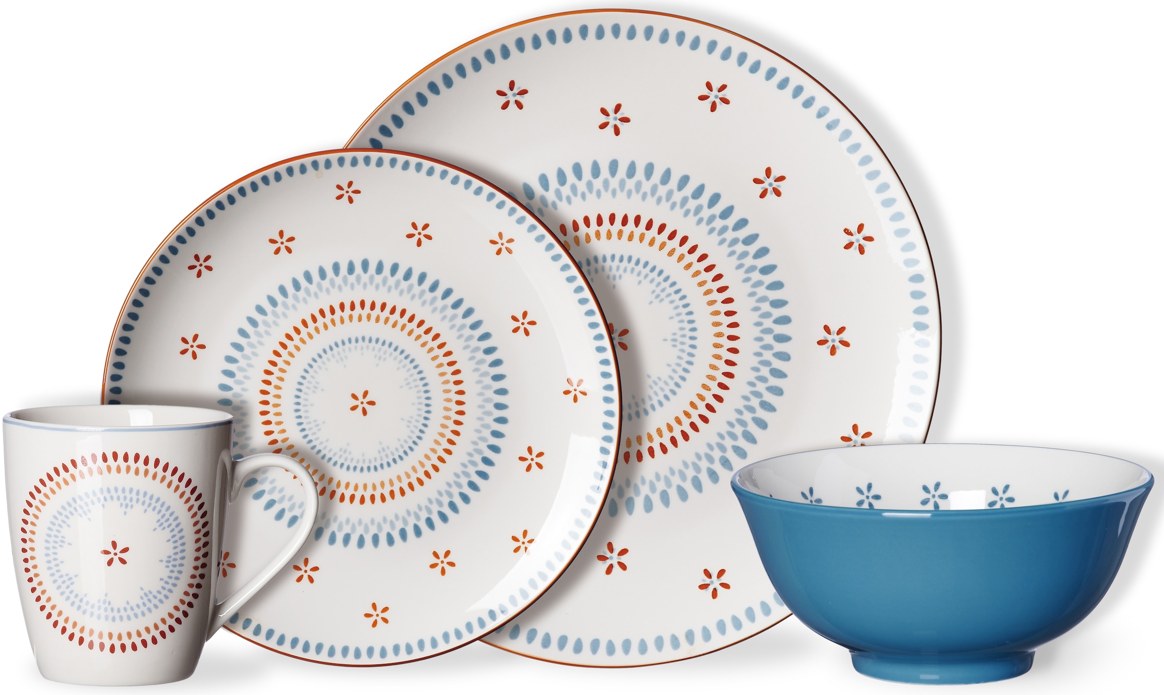 Ritzenhoff & Breker Kombiservice »Geschirr-Set, Service Indira«, (Set, 16 tlg.), moderner Ethno-Style, 16 Teile, für 4 Personen