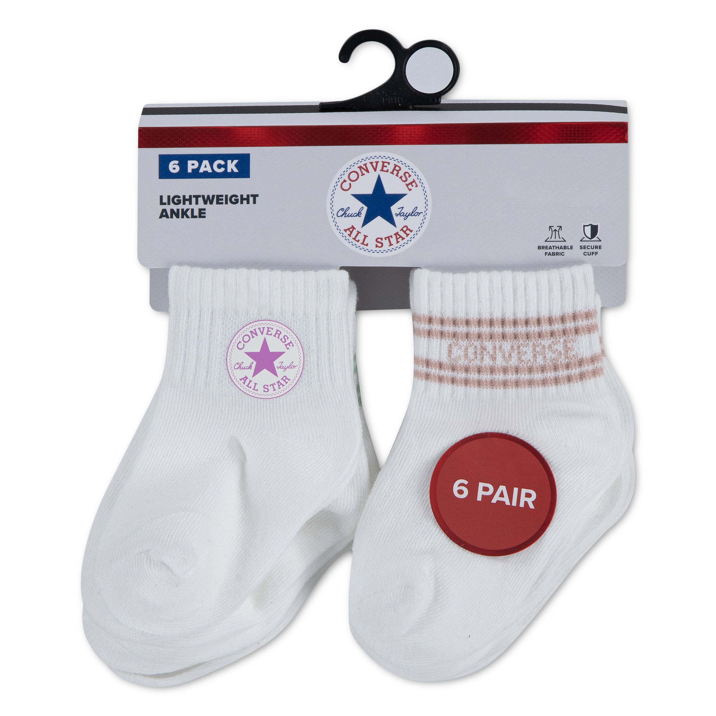 Converse Socken im 6er-Pack, für Babys, aus Baumwolle, Polyester und Elasthan