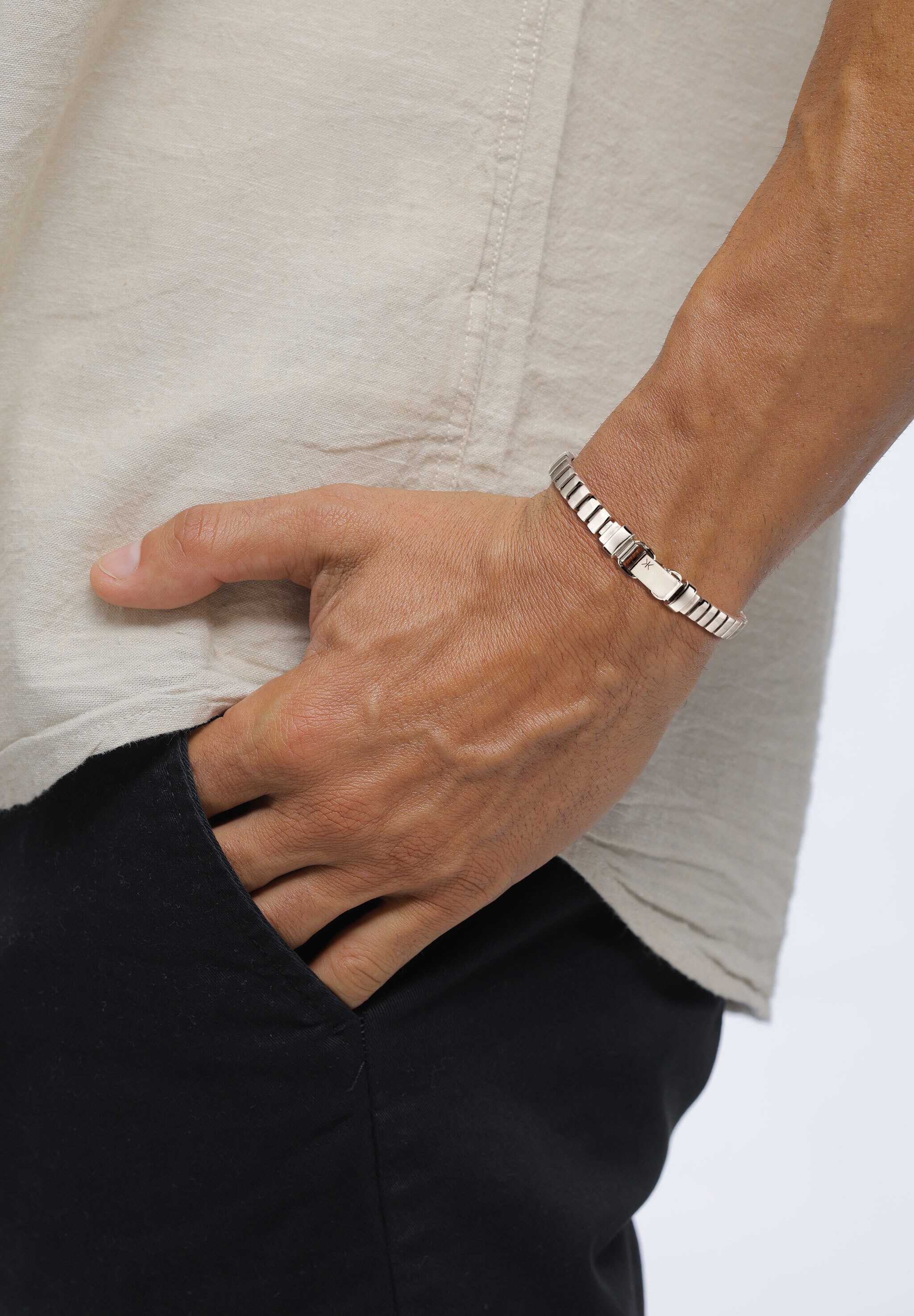 Kuzzoi Armkette »Armband ohne Stein Plättchen 925 Sterling Silber«