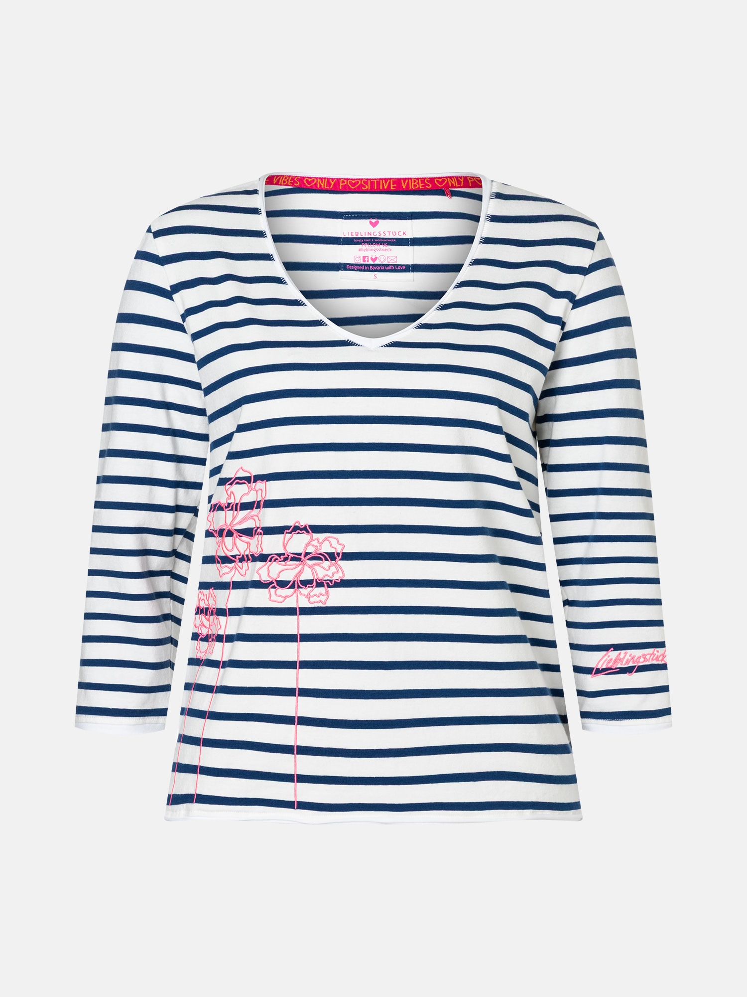 Lieblingsstück 3/4-Arm-Shirt »TylaL« mit V-Ausschnitt, bestickt