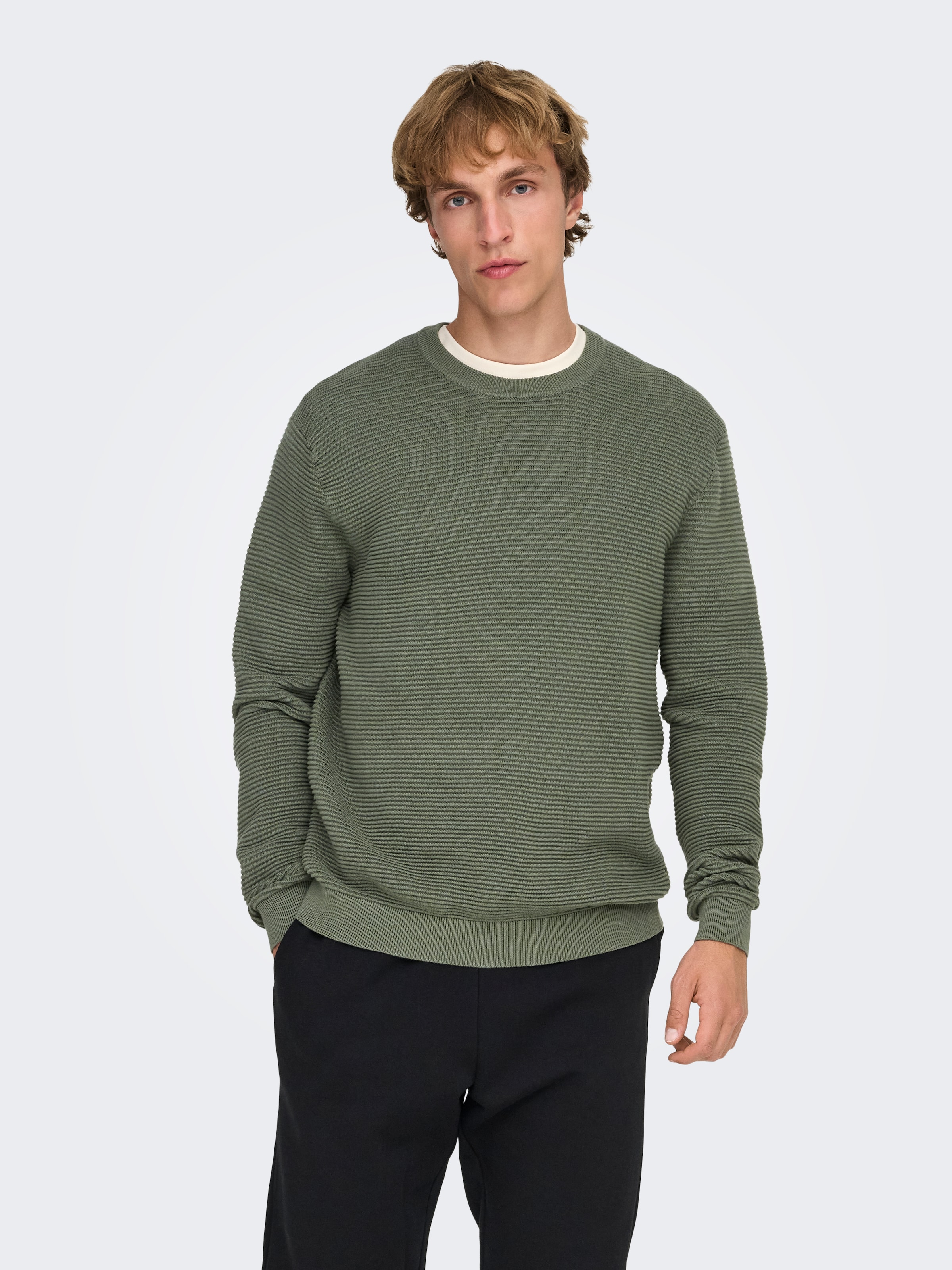 ONLY & SONS Rundhalspullover »ONSRON REG LS CREW NECK KNIT NOOS« Baumwolle, regular fit