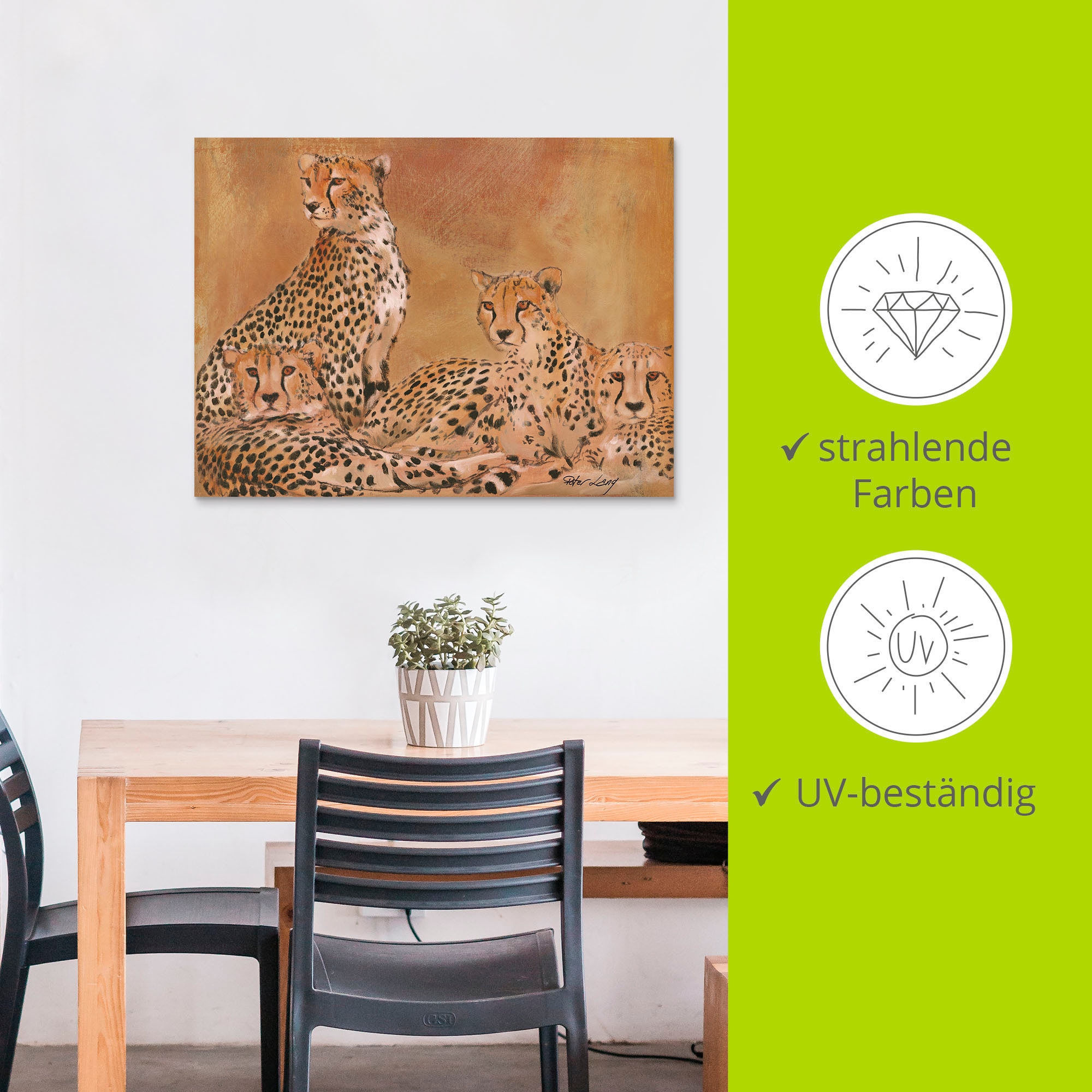 Artland Wandbild »Geparden«, Wildtiere, (1 St.), als Alubild, Outdoorbild in verschied. Größen