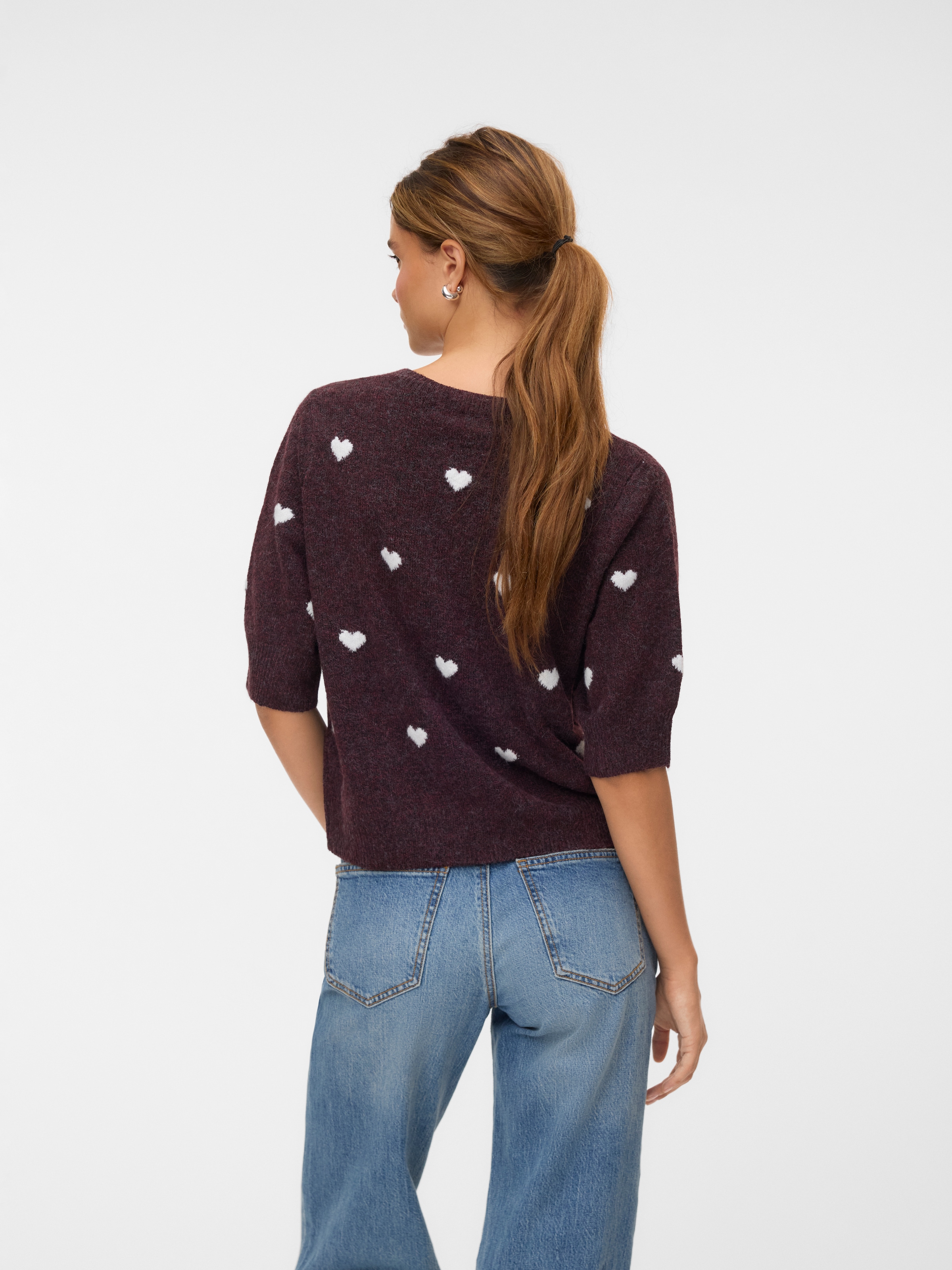 Vero Moda Kurzarmpullover »VMDOFFY INTARSIA 2/4 O-NK PULLOV GA NOOS« Materialmix, Stretch, regular fit