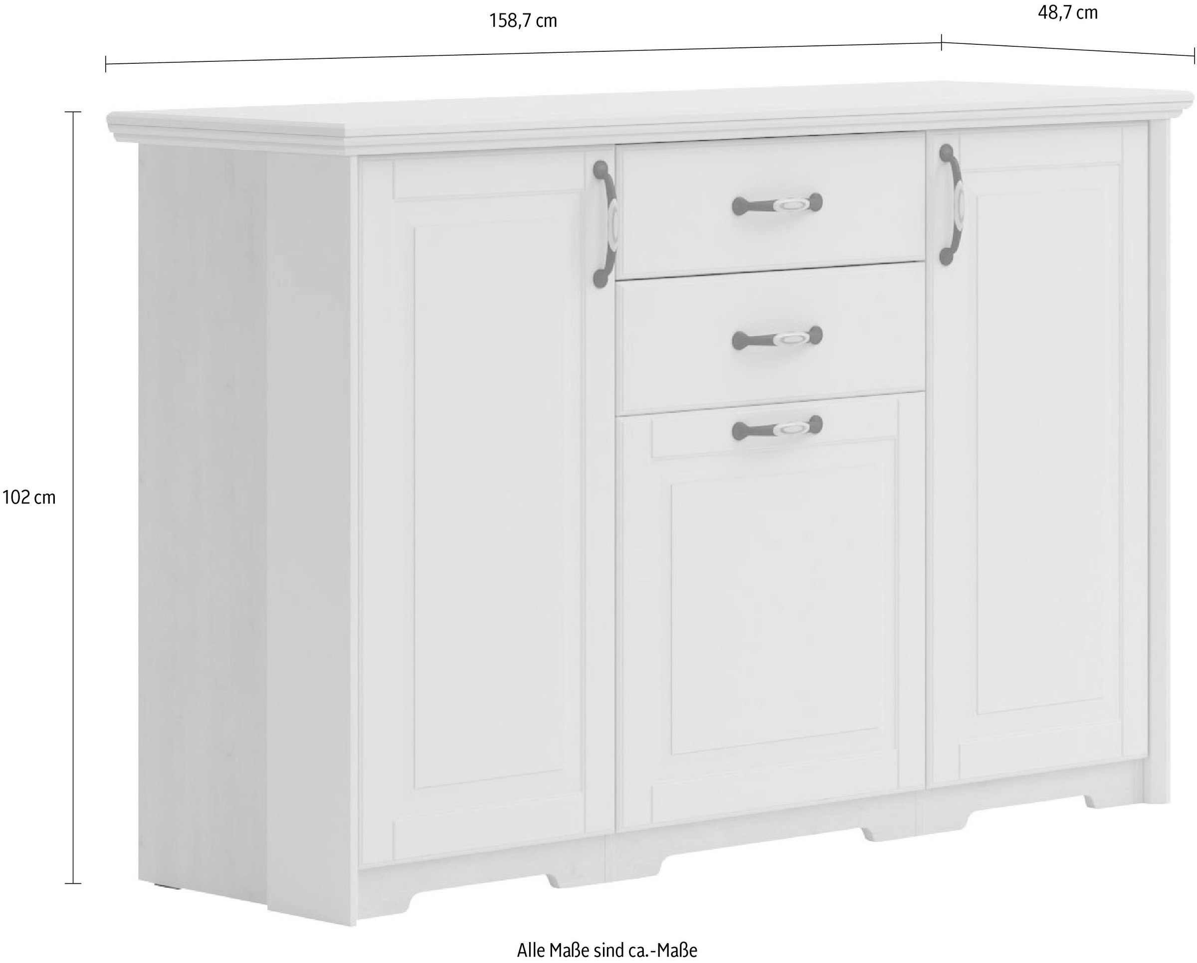 Home affaire Kommode »Evergreen« hochwertig UV lackiert, mit Soft-Close-Funktion,  102 x 158,7 x 48,7cm