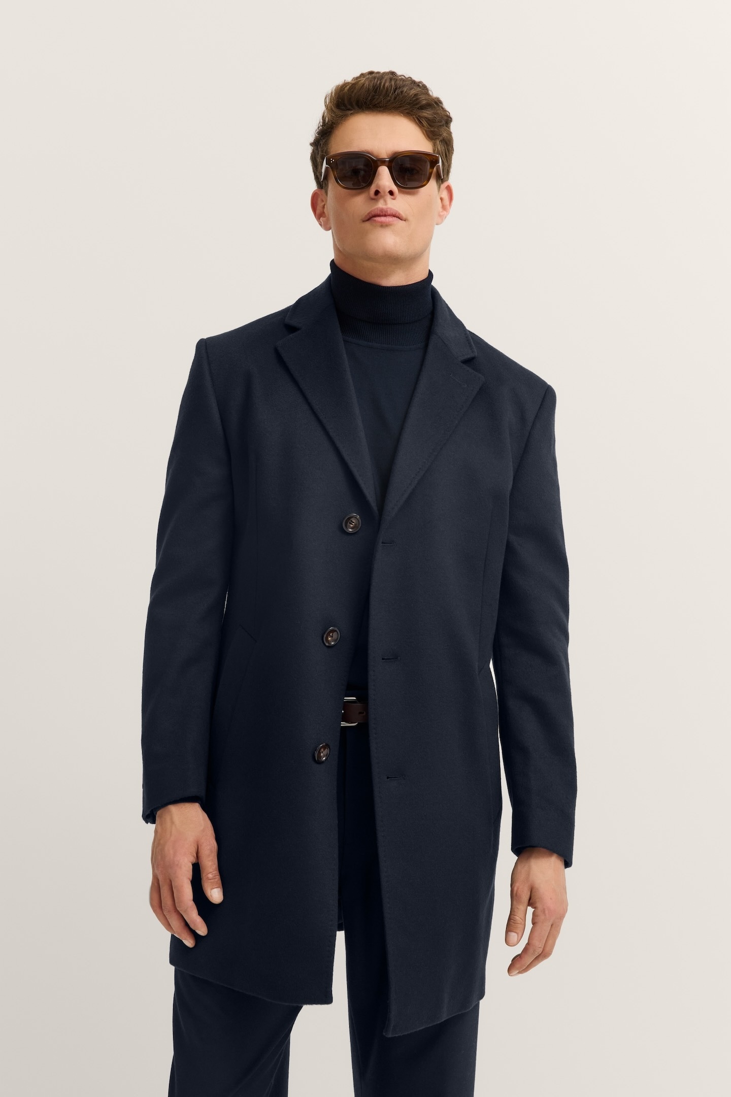 Bugatti Herren Kurzmantel »Kaschmir« im Modern Fit mit Knopfleiste in blau, Größe 48