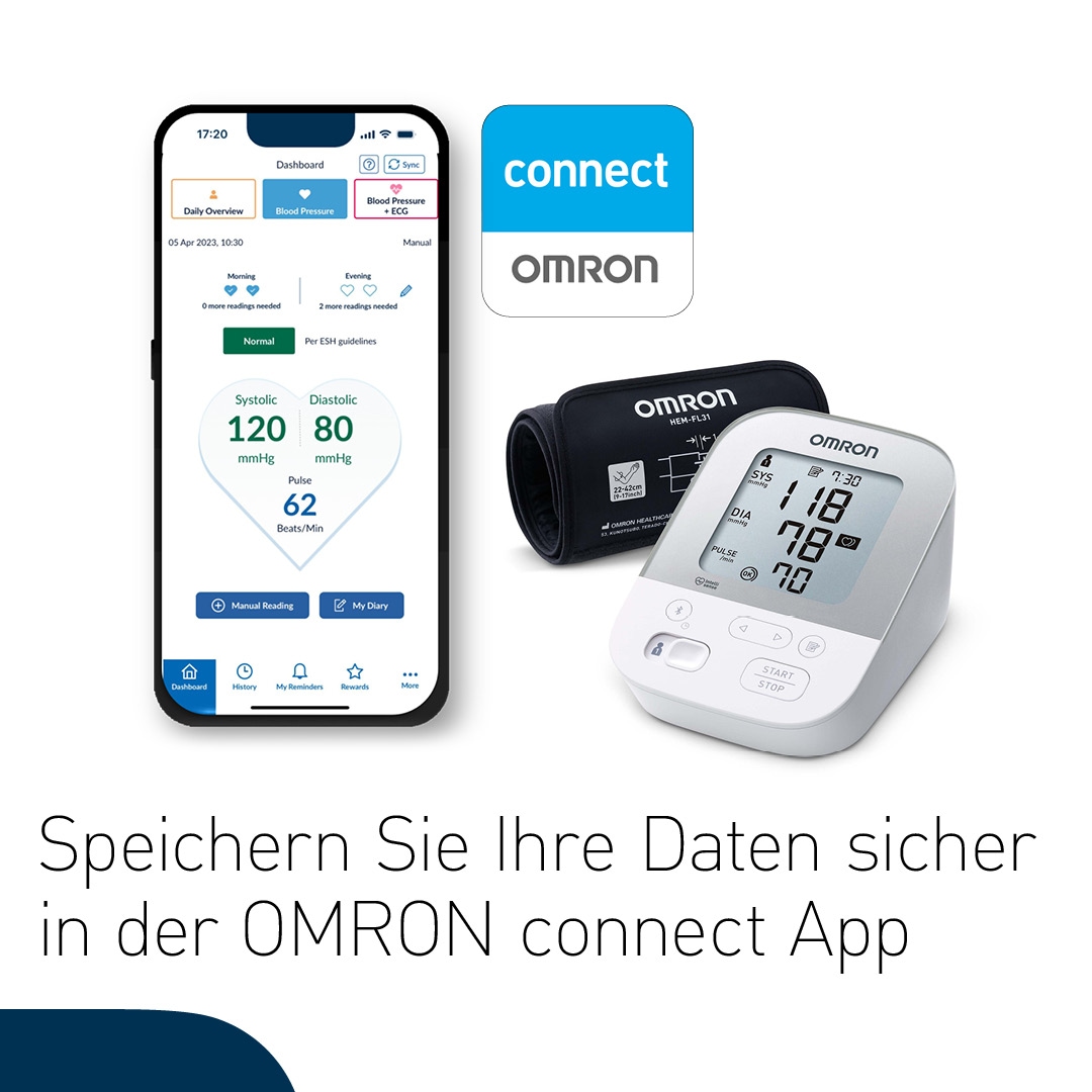 Omron Oberarm-Blutdruckmessgerät »X4 Smart«, mit Bluetooth und Intelli Wrap Manschette, mit kostenloser App