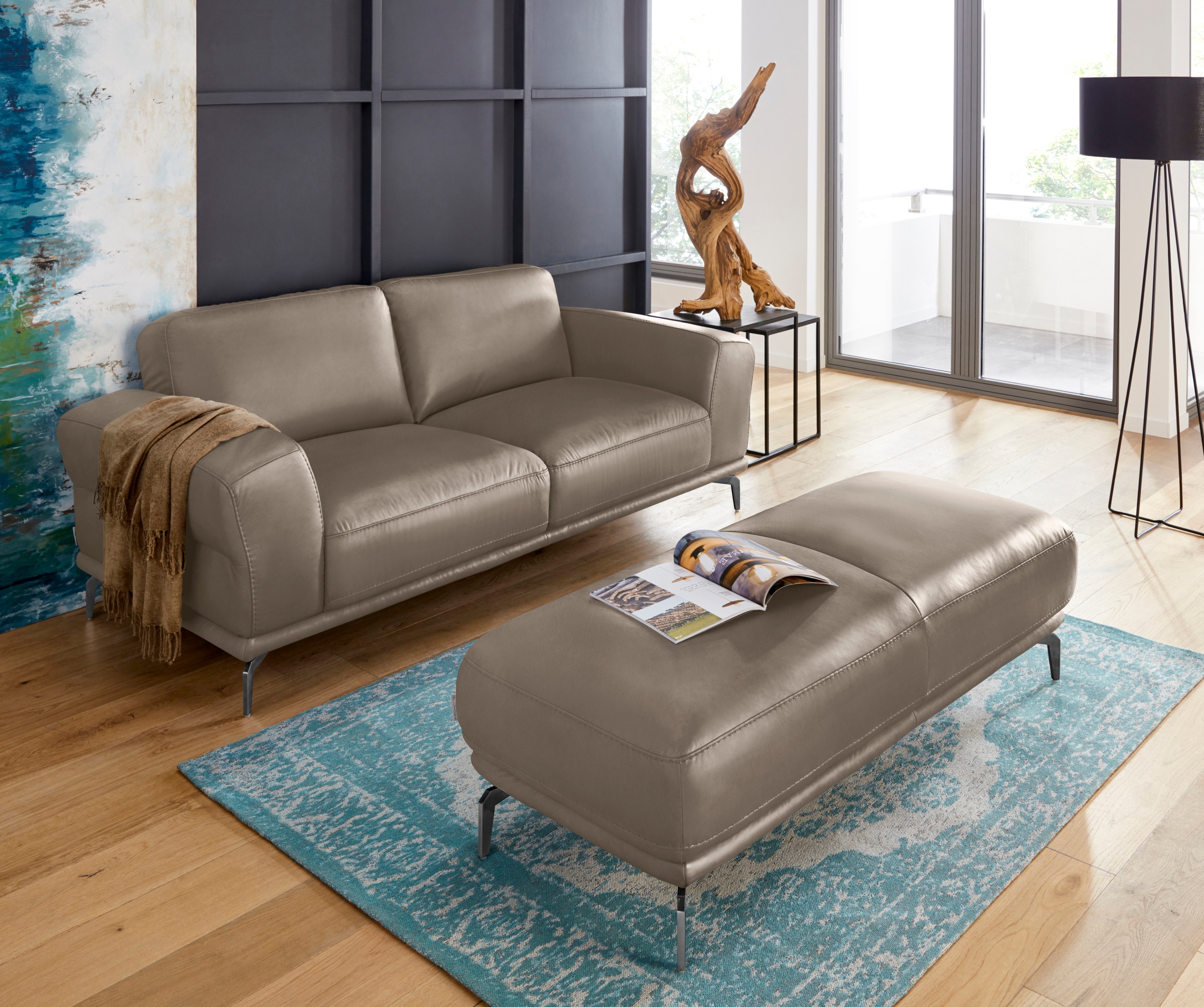 W.SCHILLIG Hocker »montanaa« mit Metallfüßen in Schwarz pulverbeschichtet, Breite 141 cm