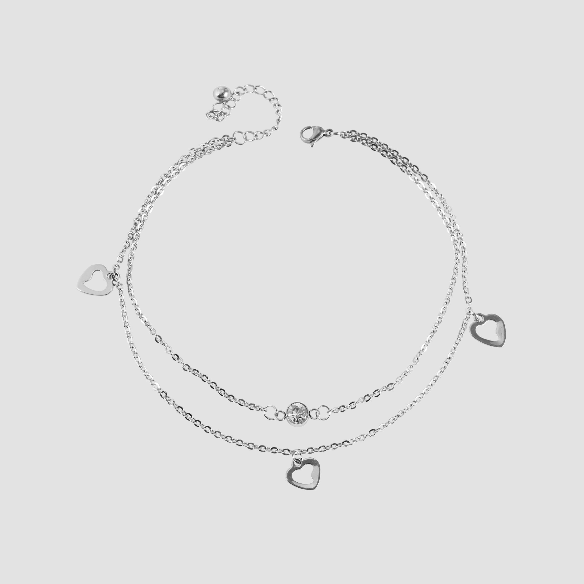 Adelia´s Armband »Damen Armband ¿ Herz aus Edelstahl mit Strass Steinchen 26 cm«