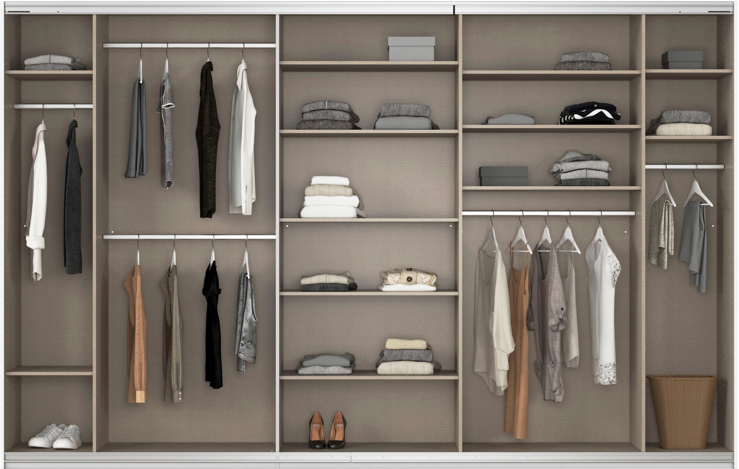 rauch Schwebetürenschrank »Kleiderschrank Schrank OTTO´S CHOICE Garderobe AGORDO«, (in zwei Griff-Farben), Top Innenausstattung, in 4 Breiten und 2 Höhen MADE IN GERMANY