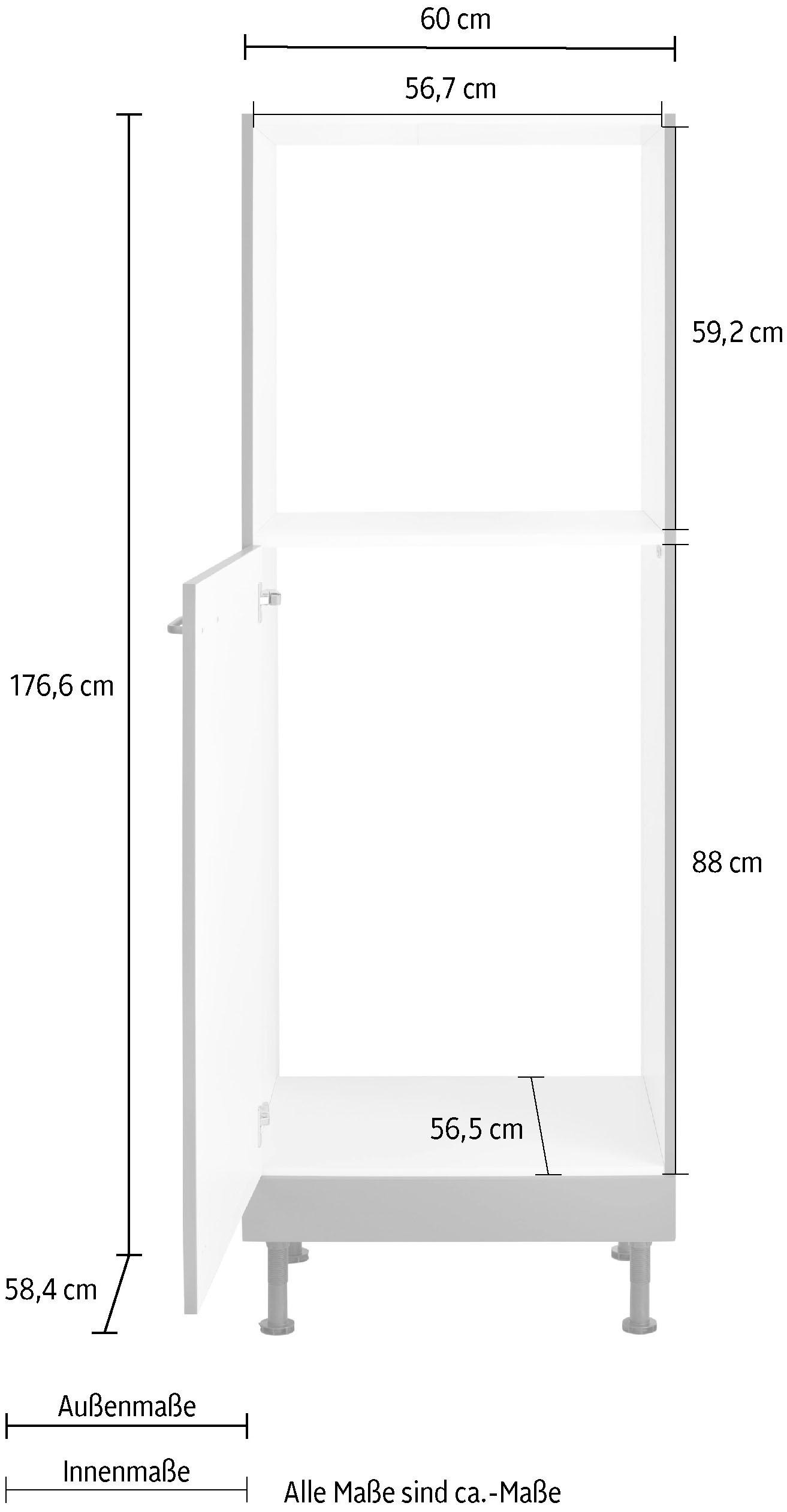 Breite Füßen, 60 höhenverstellbaren mit cm Backofen/Kühlumbauschrank Soft-Close-Funktion, OPTIFIT OTTO »Elga«, kaufen bei