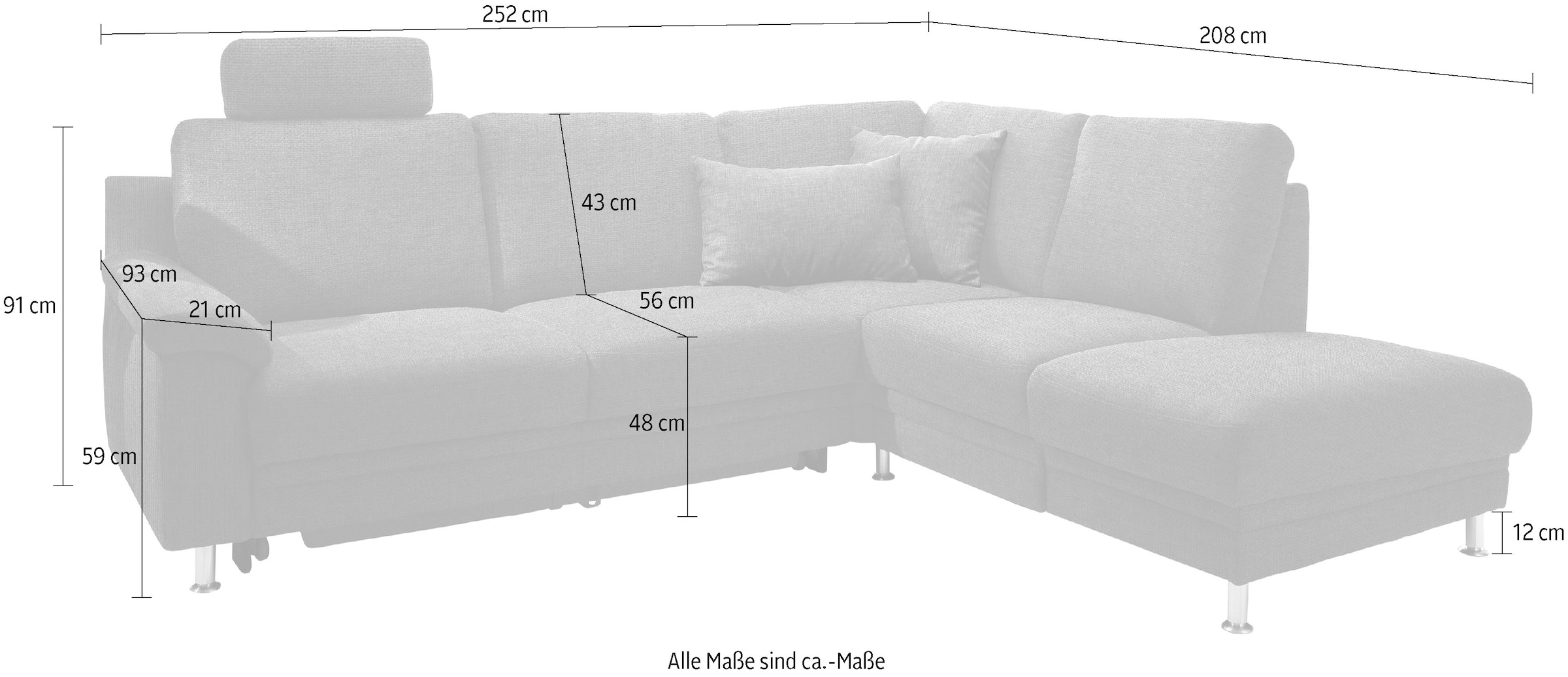 3C Carina Ecksofa »Korfu L-Form« incl.- 1 Kopfstütze, wahlweise mit Schlafunktion und Stauraum