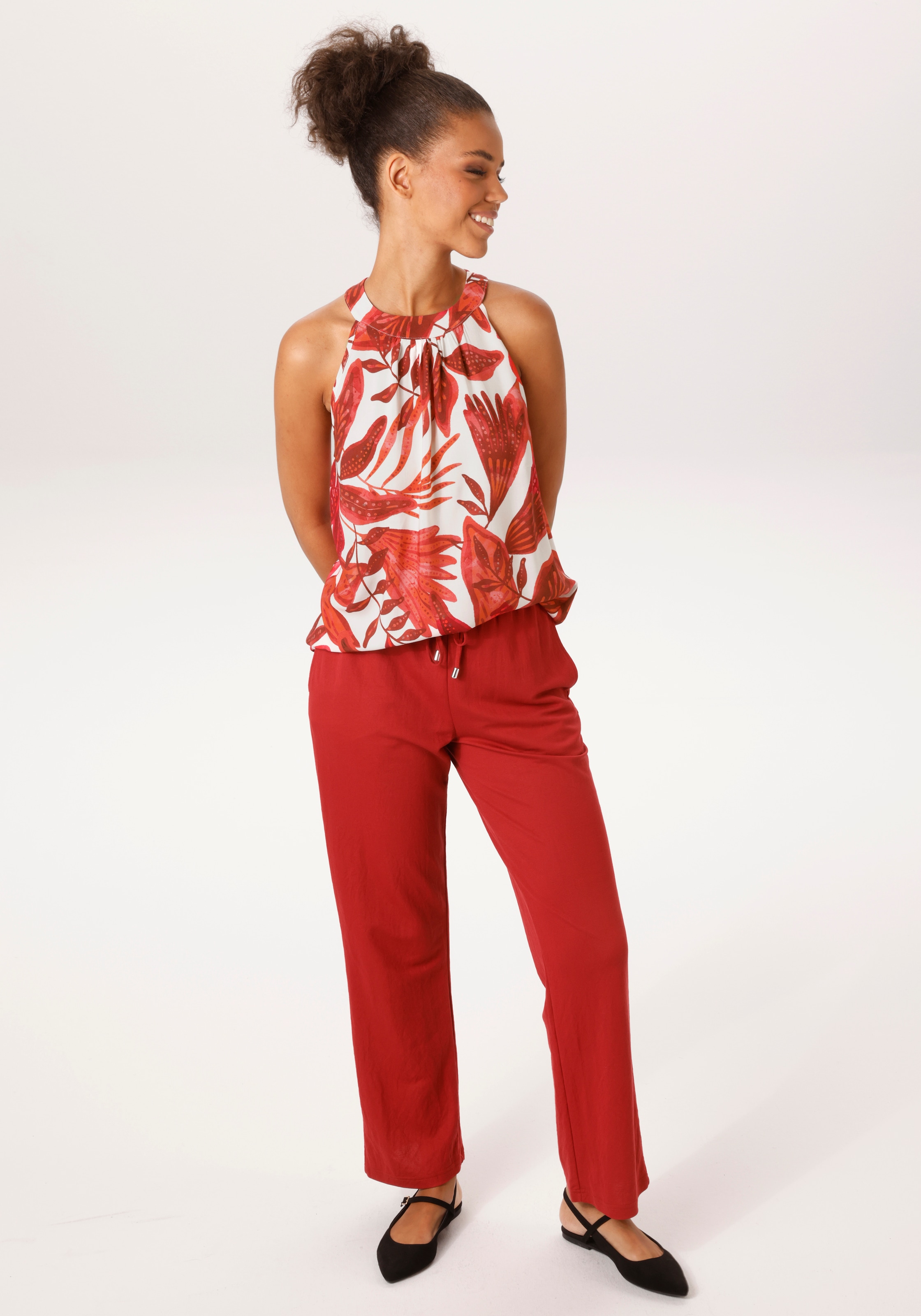 Aniston CASUAL Blusentop mit großflächigen Blättern bedruckt - NEUE KOLLEKTION