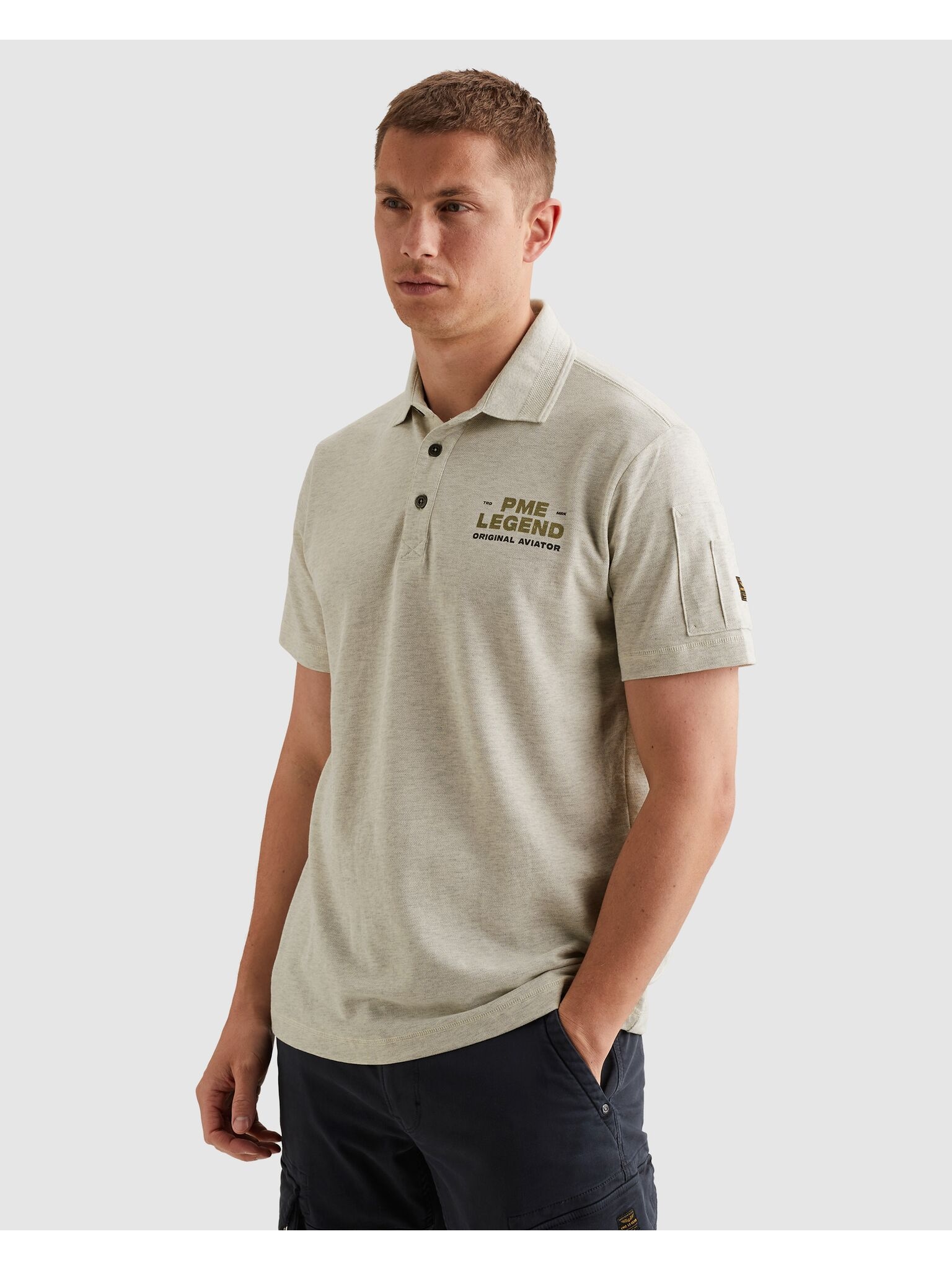 PME LEGEND Poloshirt Aufgesetzte Ärmeltasche mit Marken- Label