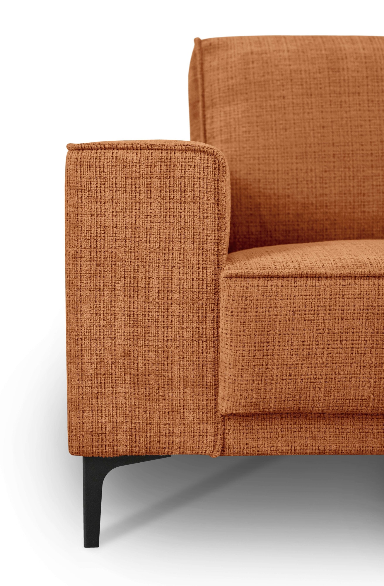Places of Style Wohnlandschaft »XXL Sofa Oland, Struktur, Flachgewebe, Luxus-Microfaser, Boucle«, U-Form, 342 cm, Wellenunterfederung, Skandi-Design, Metallfüße