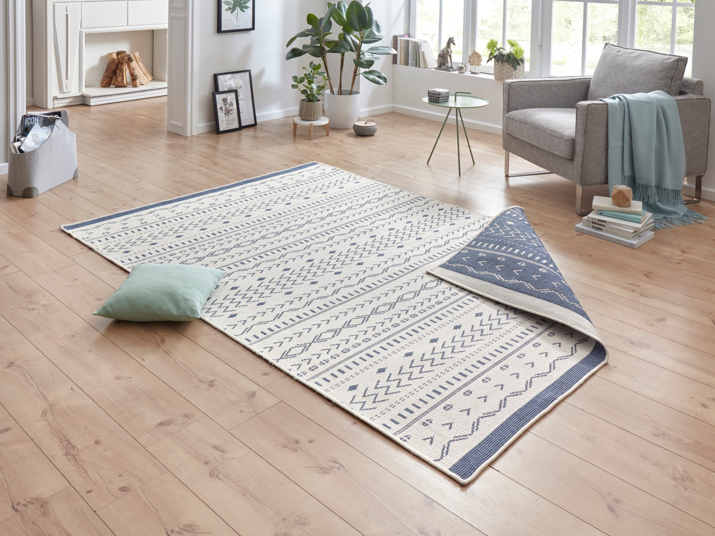 NORTHRUGS Teppich »Kuba Wendeteppich«, rechteckig, 5 mm Höhe, In-& Outdoor, Wetterfest, Balkon, Läufer, Wohnzimmer, Wasserfest