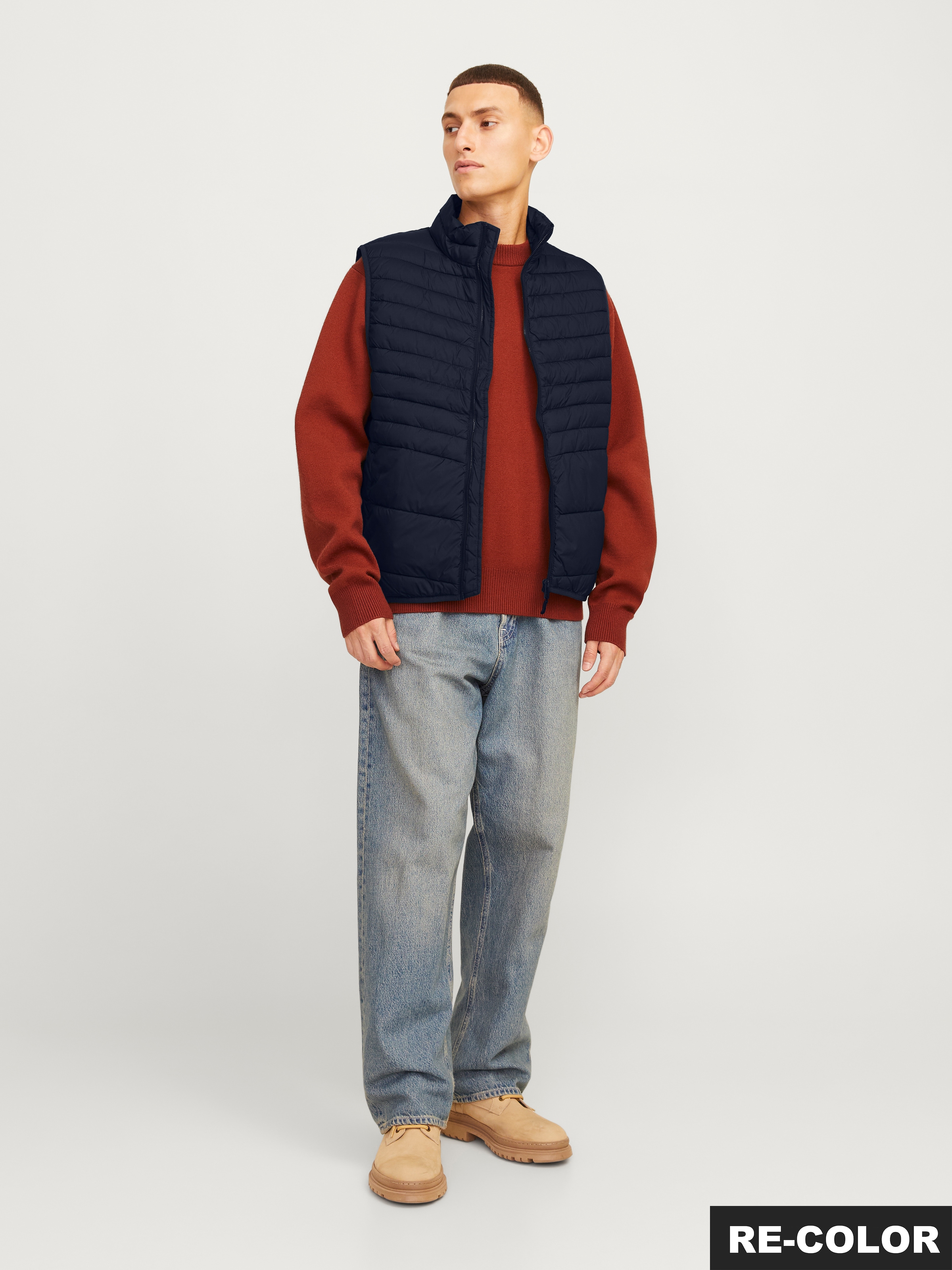 Jack & Jones Steppweste »JJESTATE  Praktische Weste mit Beutel, ideal für unterwegs« unifarben, modisch, regular fit, Polyester
