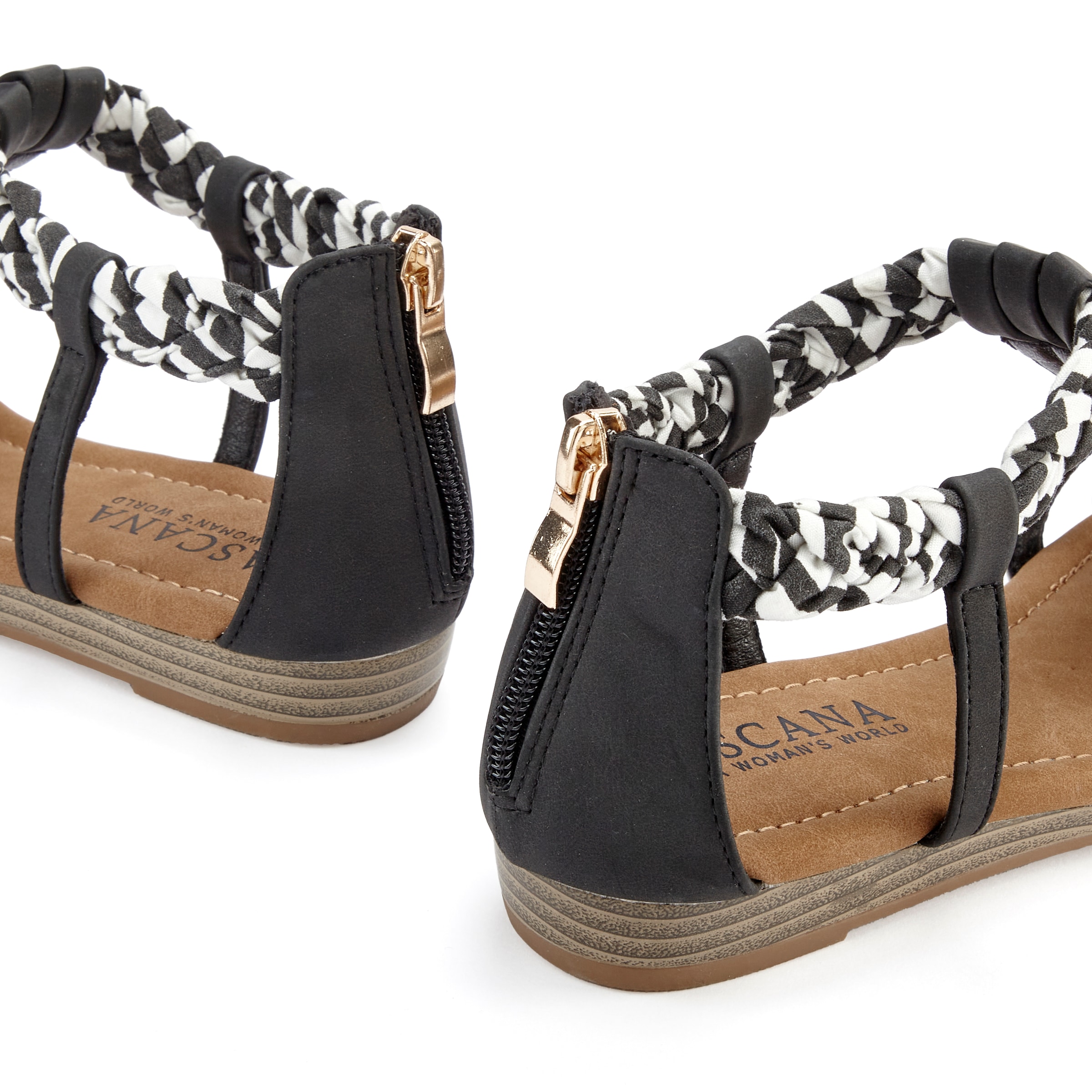 LASCANA Sandale »Sommerschuh«, Sandalette, Sommerschuh mit Verzierung und kleinem Keilabsatz VEGAN