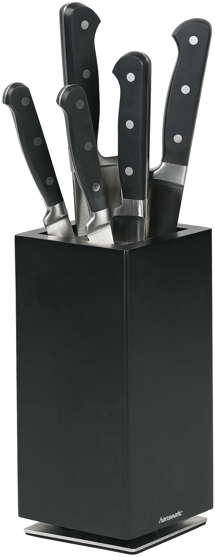 Hanseatic Magnet-Messerblock »hanseatic PREMIUM, aus Gummibaumholz, Messerblock Set, 6-tlg.« 6 Stk. elegantes Design, herausnehmbarer Borsteneinsatz, 360-Grad-drehbar