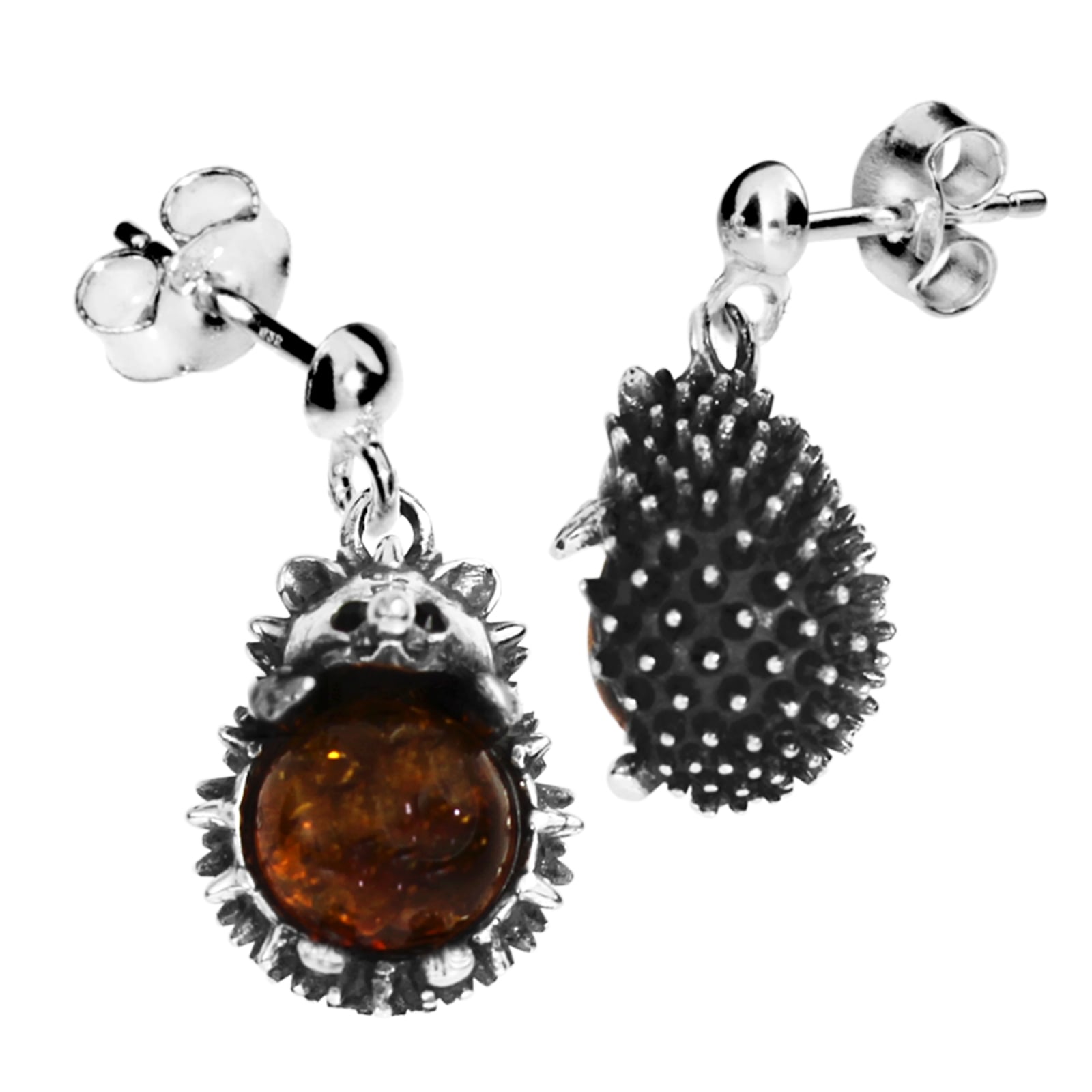 OSTSEE-SCHMUCK Paar Ohrstecker »- Igel - Silber 925/000 - Bernstein«
