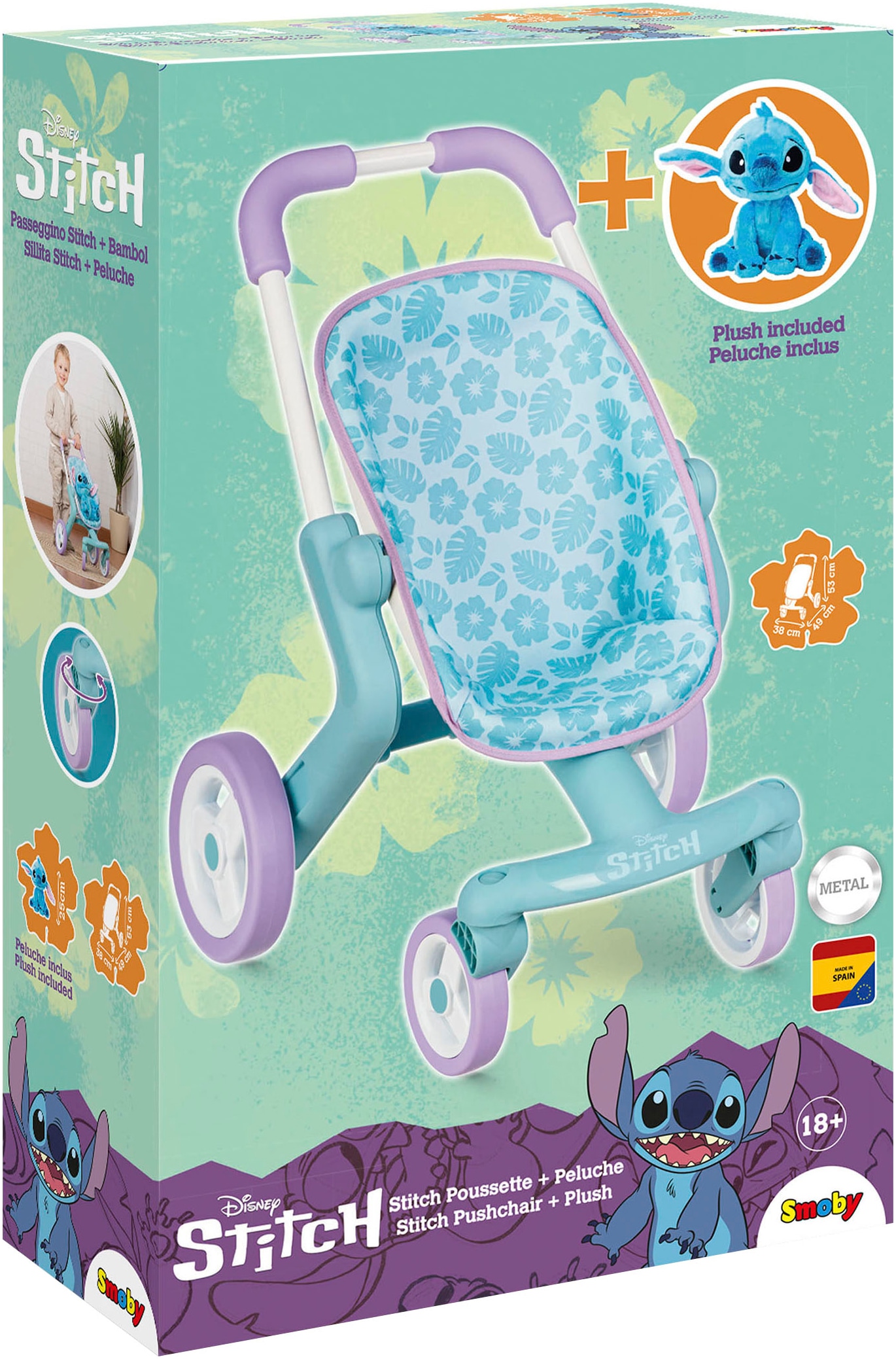 Smoby Puppenbuggy »Stitch, inkl. Stich-Plüsch«, Made in Europe